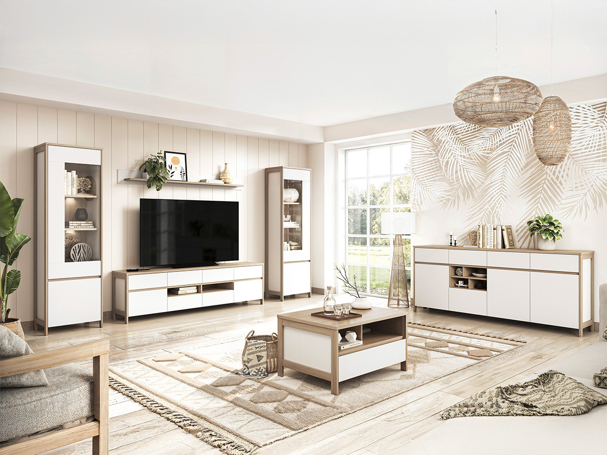 Commode Fermaru 105 (Blanc + Chêne)