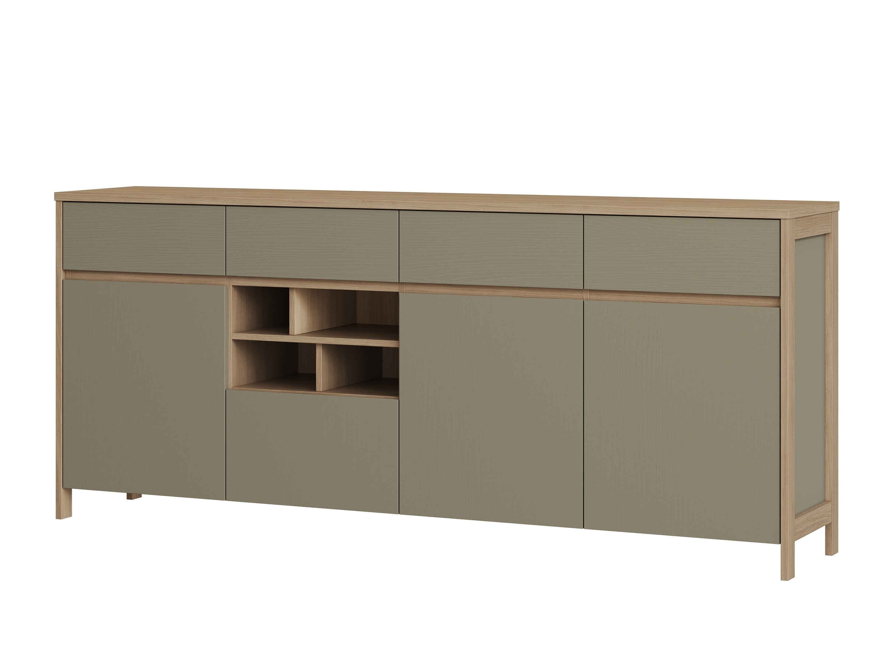 Commode Fermaru 105 (Vert poussiéreux + Chêne)