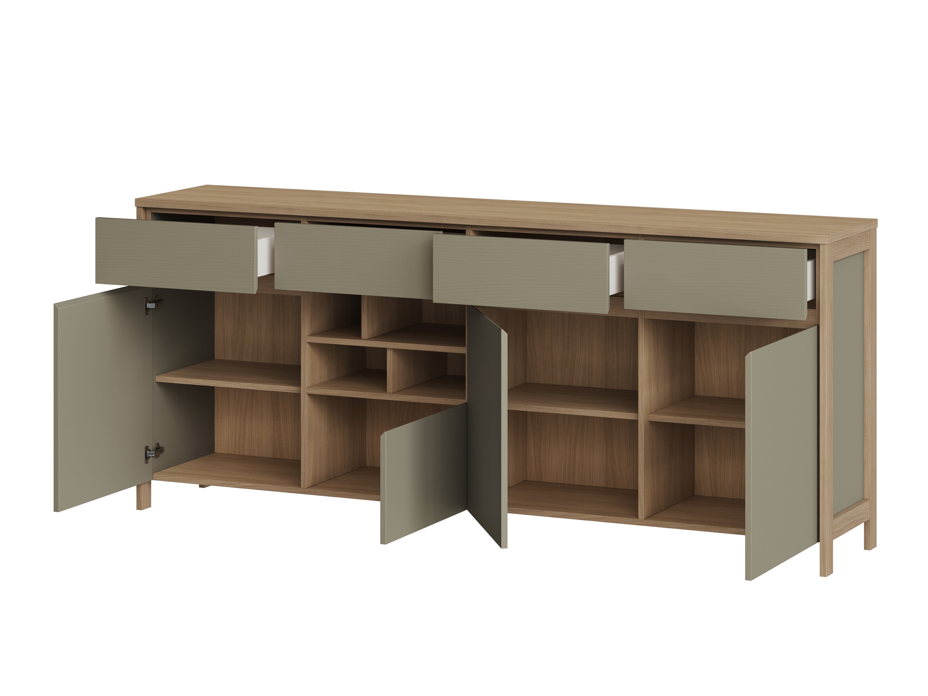 Commode Fermaru 105 (Vert poussiéreux + Chêne)