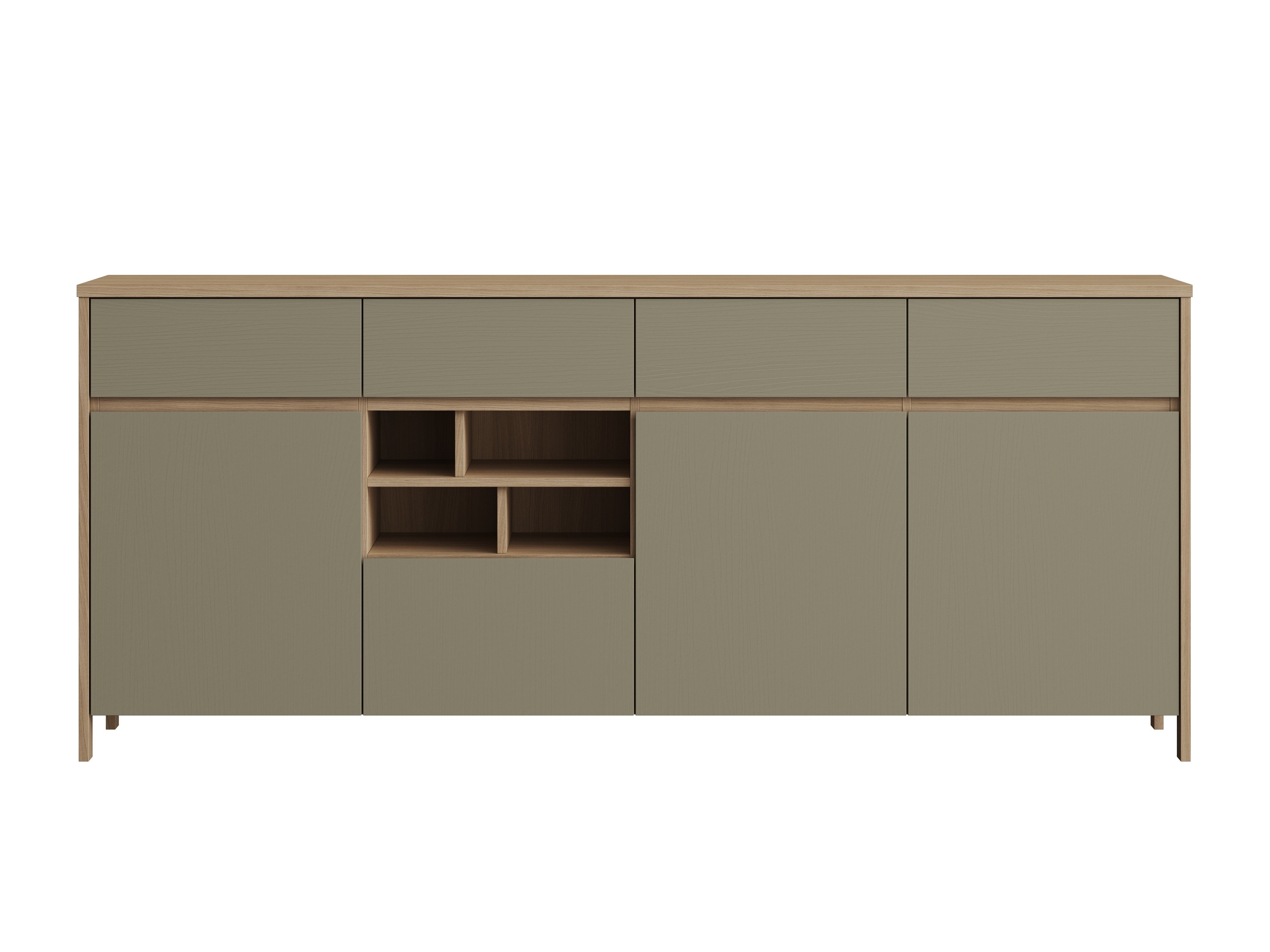 Commode Fermaru 105 (Vert poussiéreux + Chêne)