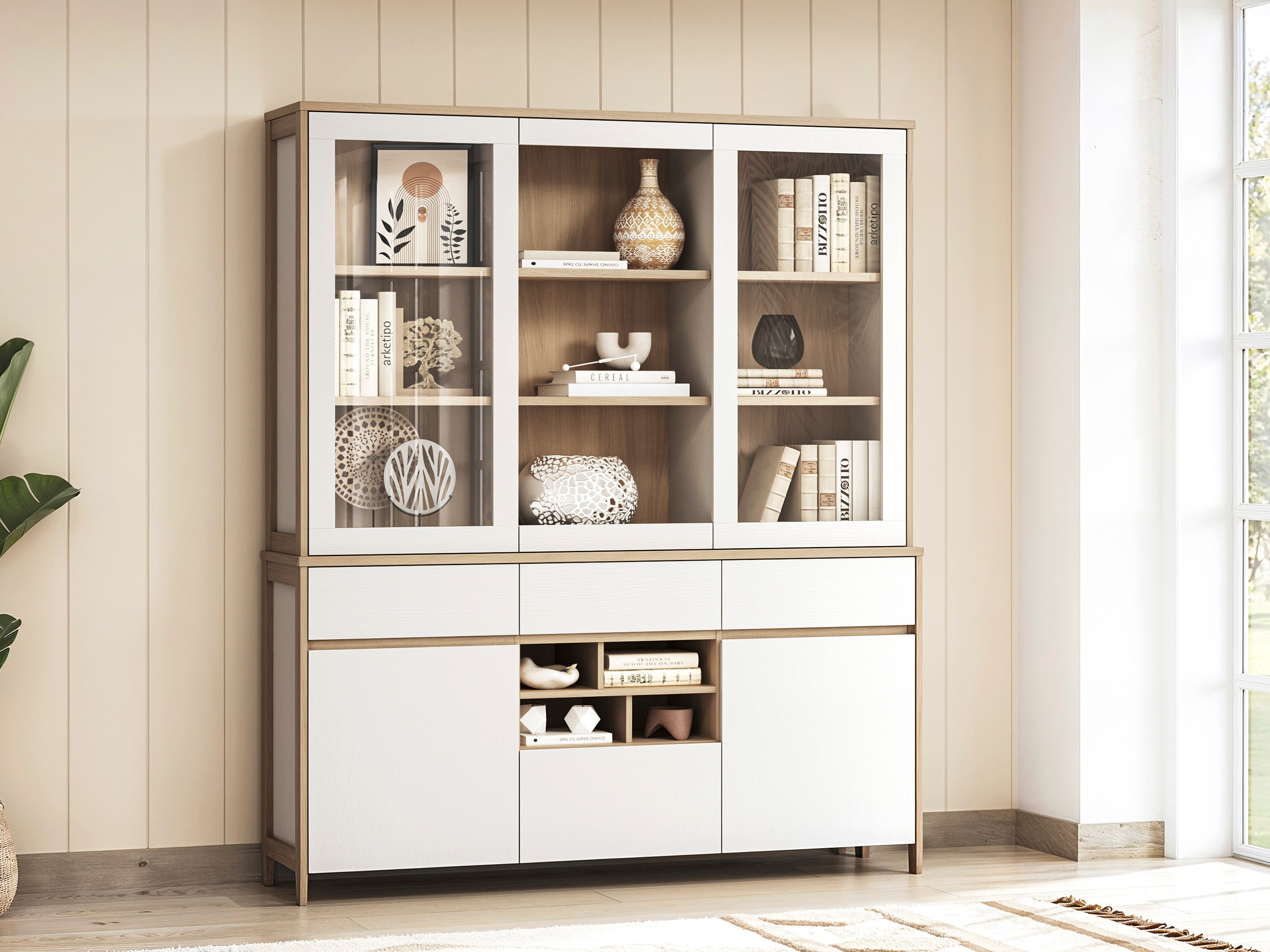 Étagère Fermaru 100 (Blanc + Chêne)