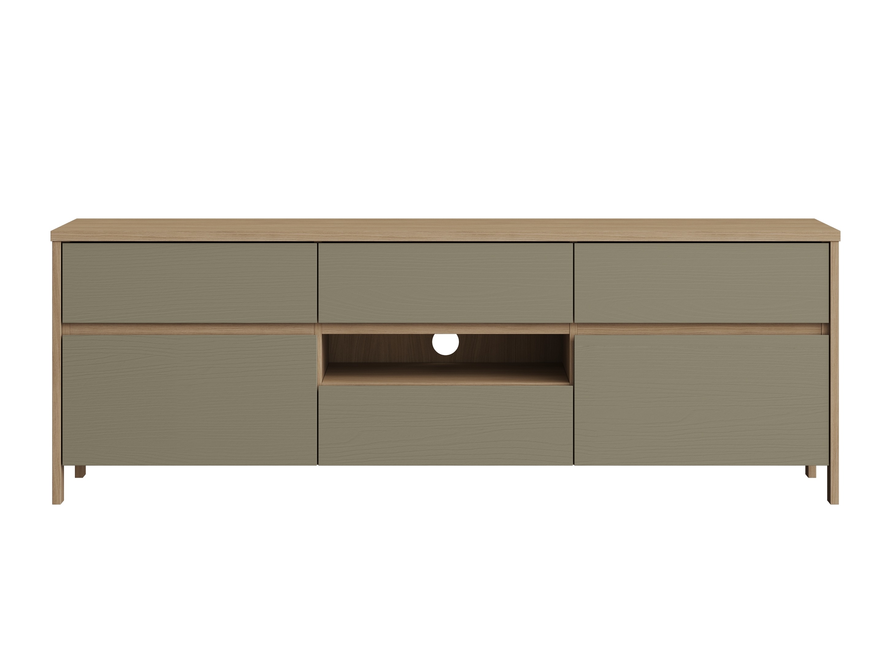 Meuble TV Fermaru 102 (Vert poussiéreux + Chêne)