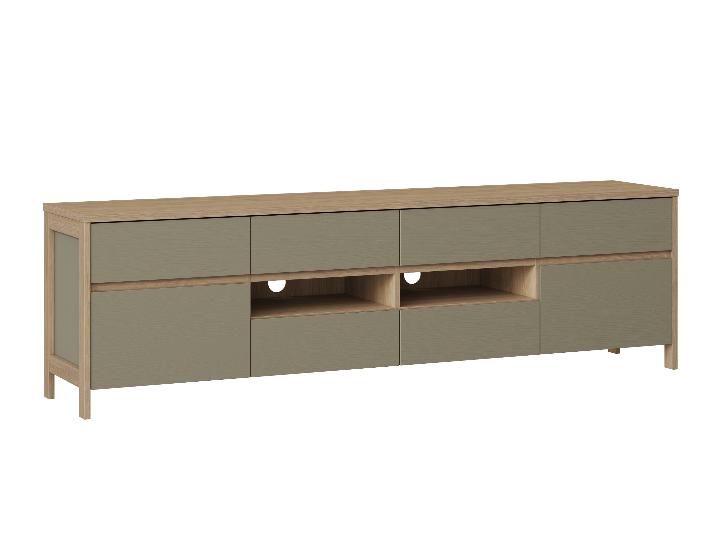 Meuble TV Fermaru 103 (Vert poussiéreux + Chêne)