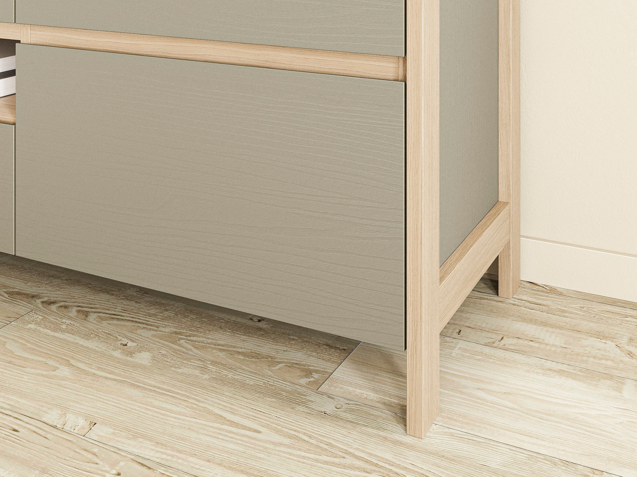 Meuble TV Fermaru 103 (Vert poussiéreux + Chêne)