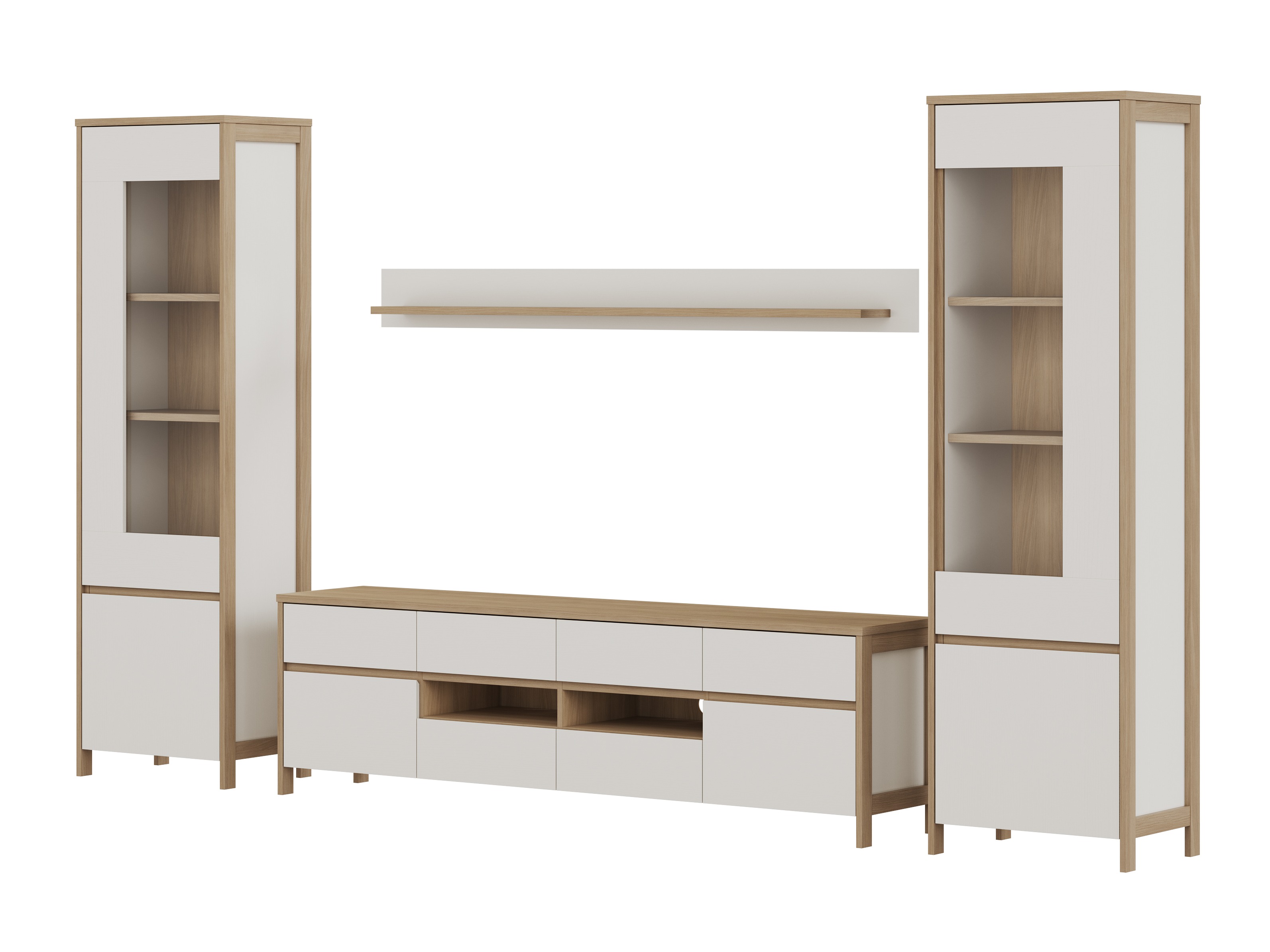 Ensemble de salon Fermaru 111 (Blanc + Chêne)