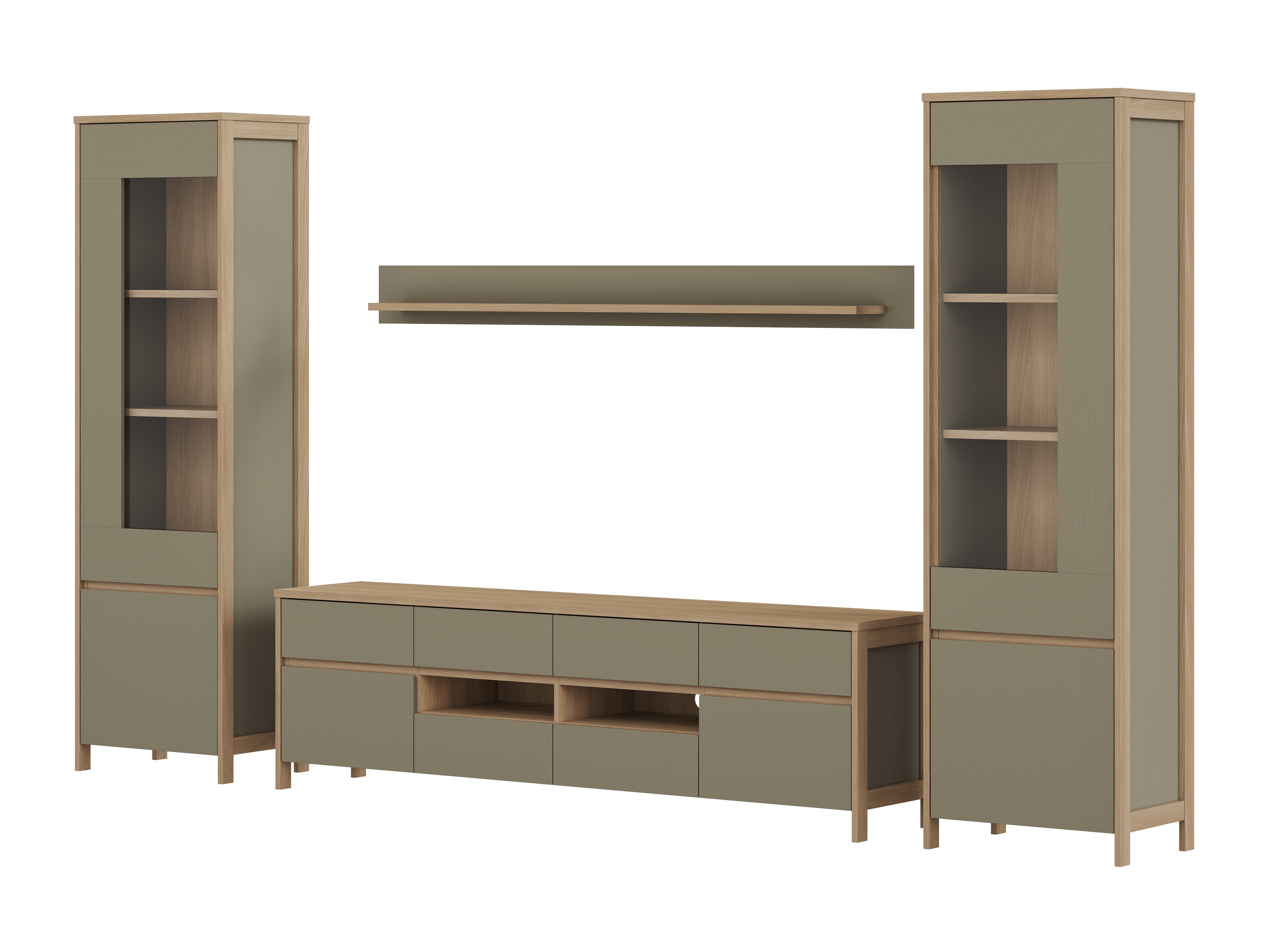 Ensemble de salon Fermaru 111 (Vert poussiéreux + Chêne)