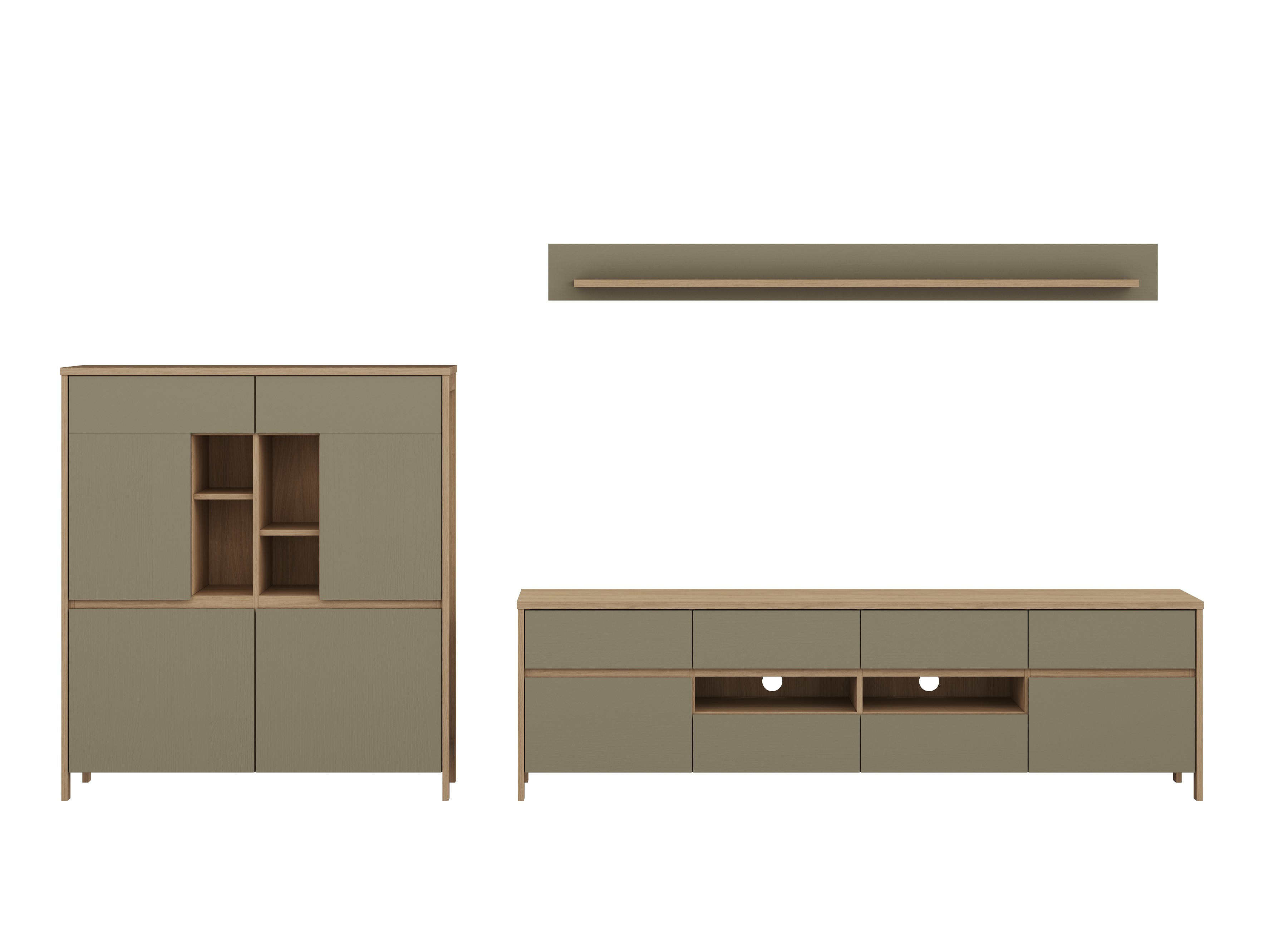 Ensemble de salon Fermaru 112 (Vert poussiéreux + Chêne)