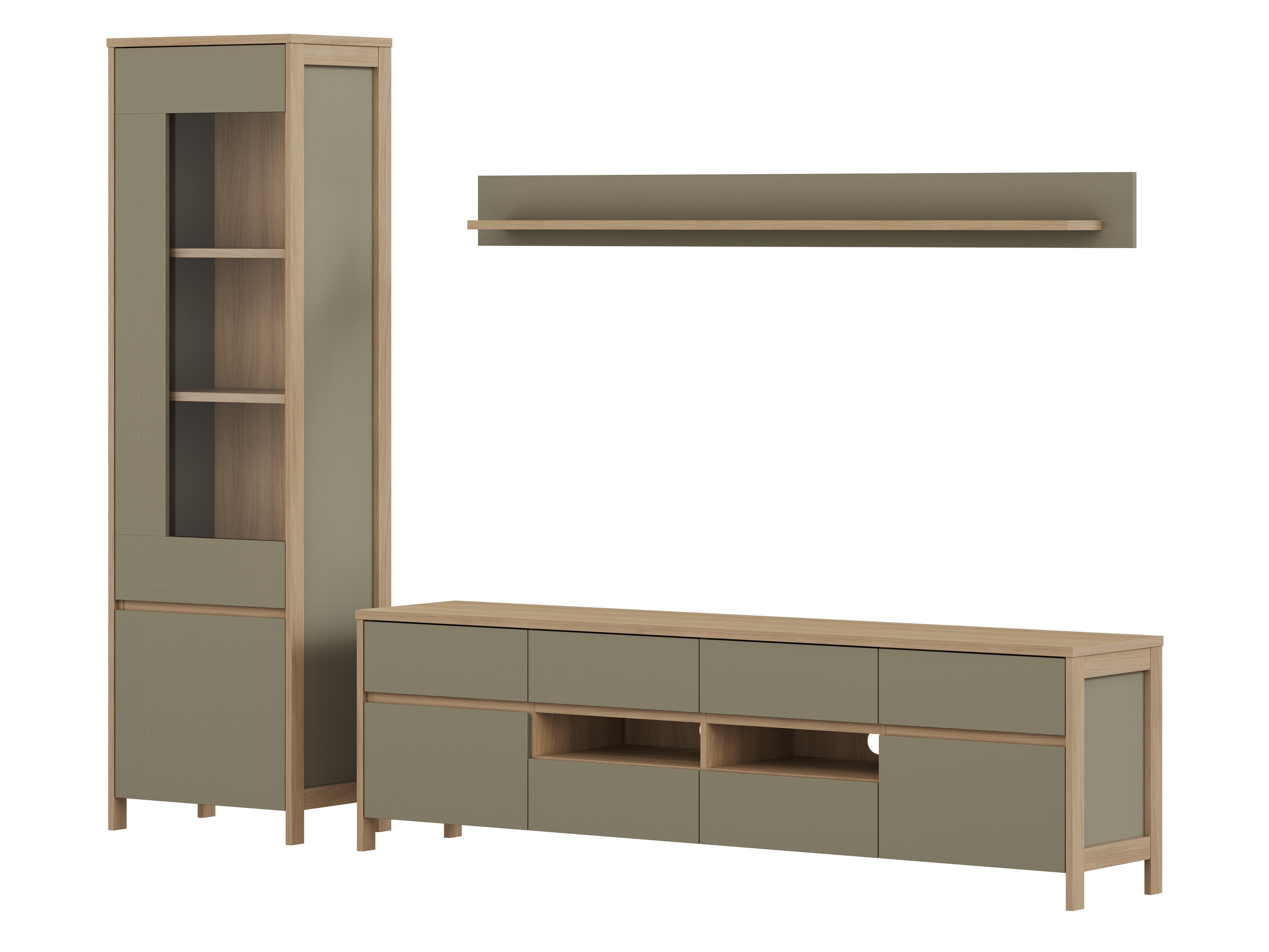 Ensemble de salon Fermaru 113 (Vert poussiéreux + Chêne)