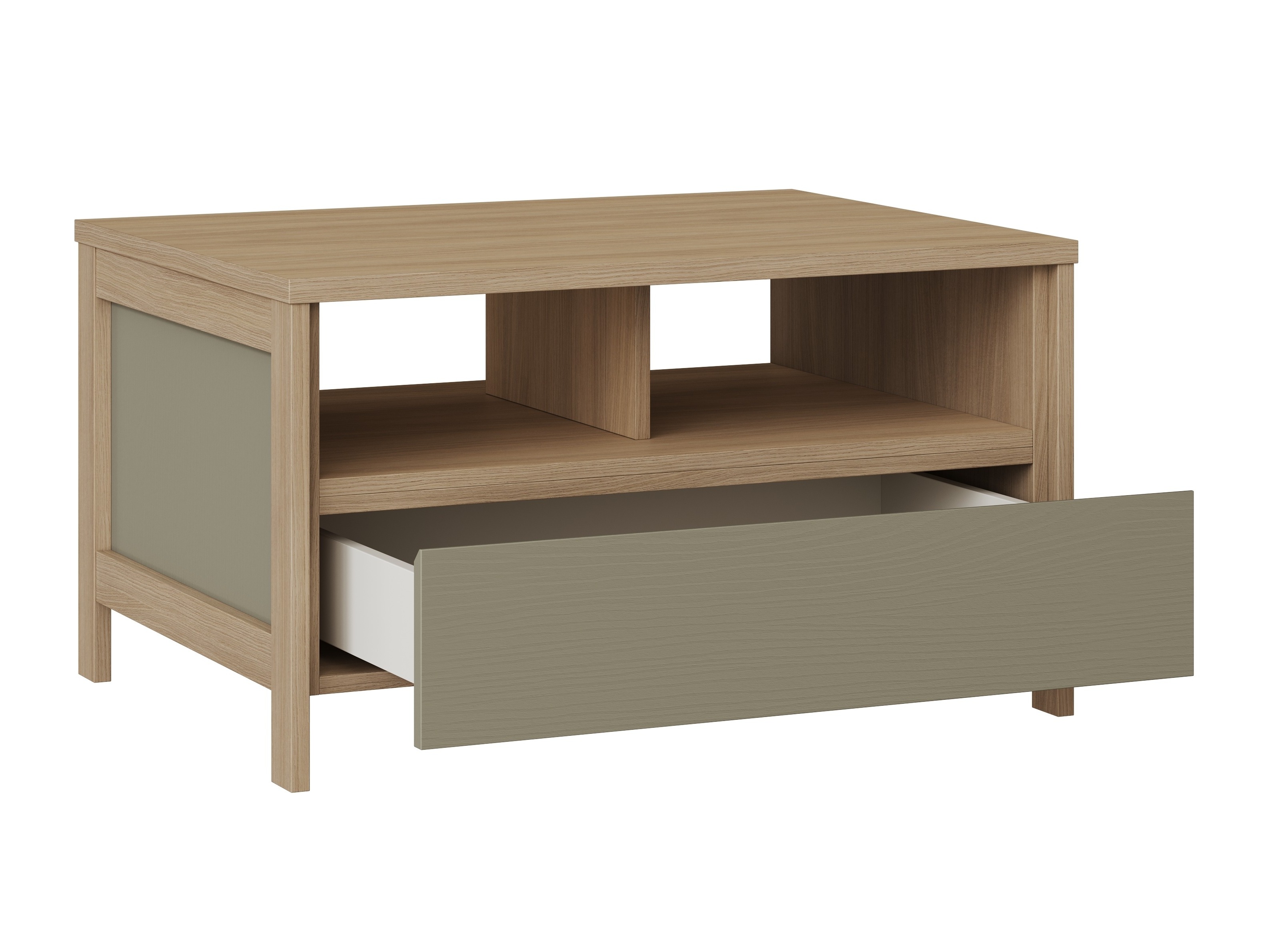 Table basse Fermaru 107 (Vert poussiéreux + Chêne)