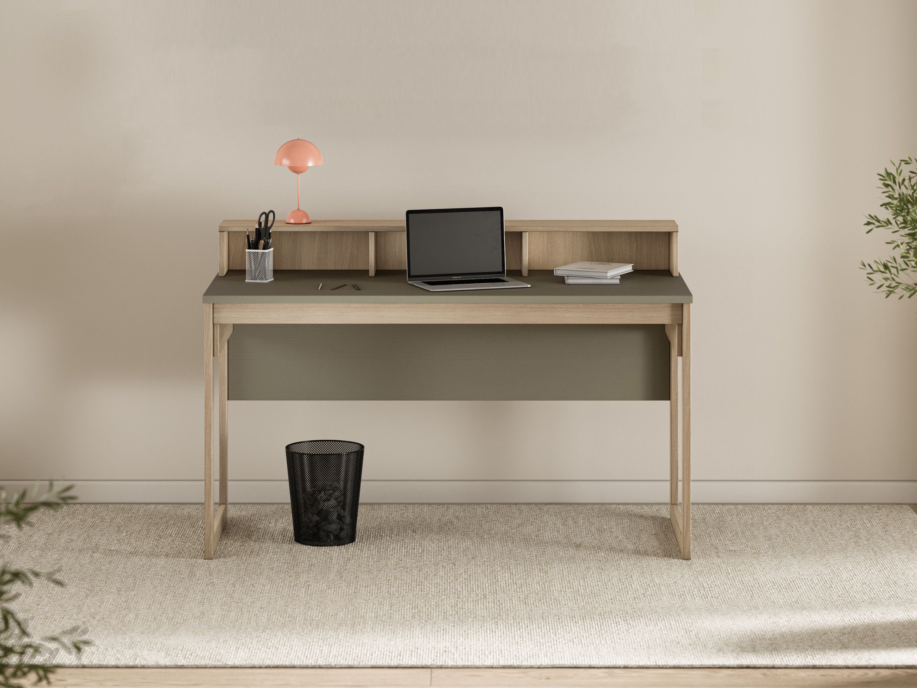 Bureau Fermaru 115 (Vert poussiéreux + Chêne)