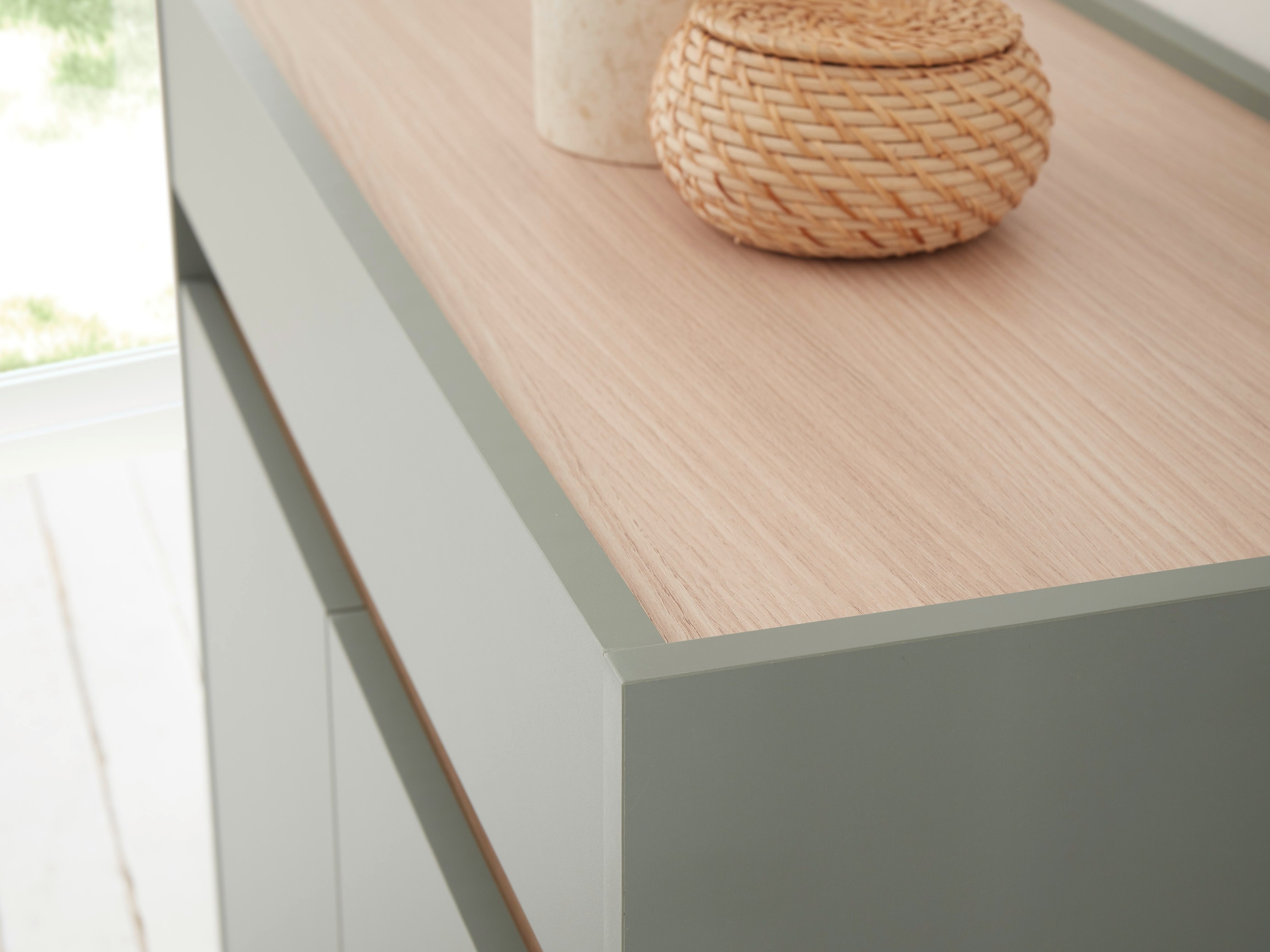 Commode Elbsori 110 (Vert + Chêne)