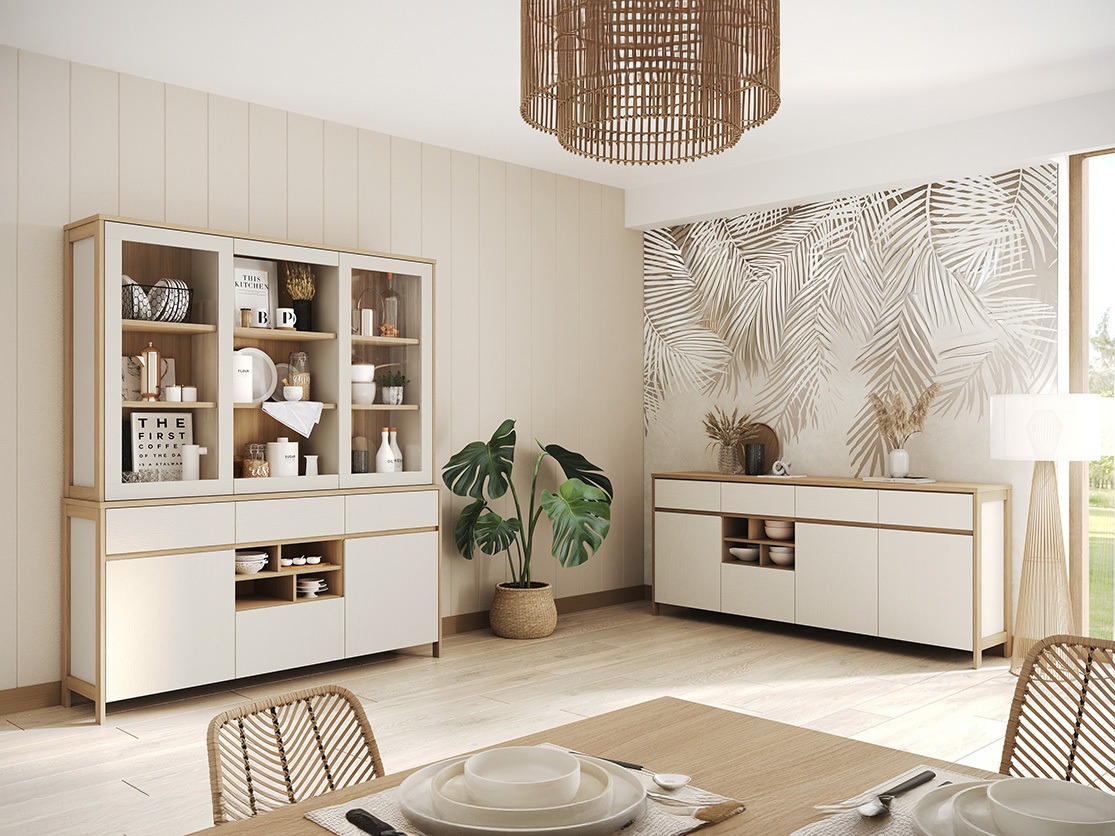 Ensemble de meubles Fermaru 114 (Blanc + Chêne)