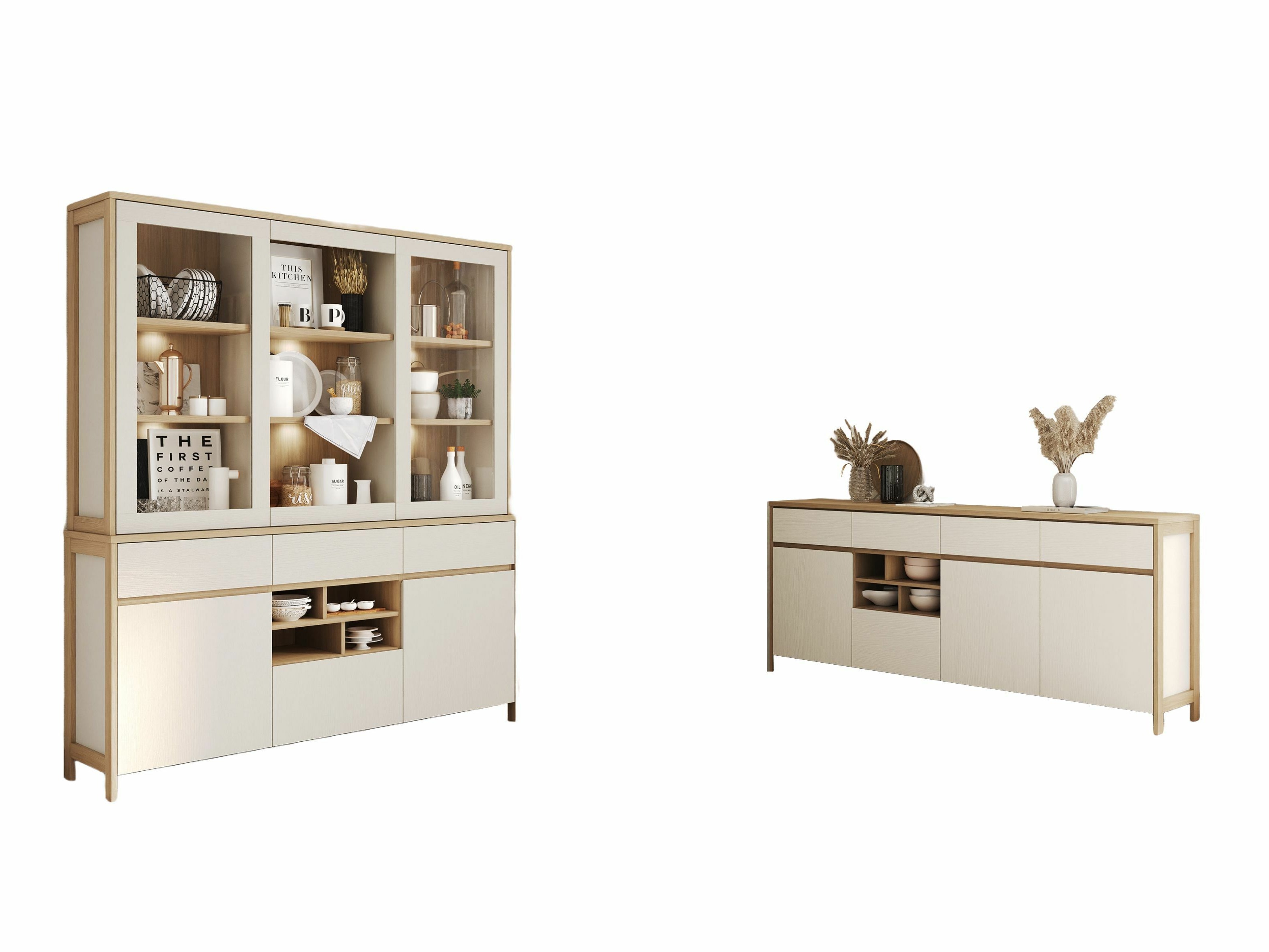 Ensemble de meubles Fermaru 114 (Blanc + Chêne)