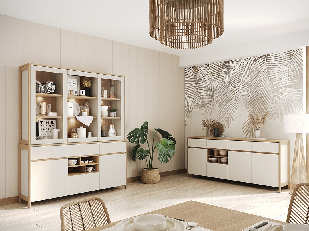Ensemble de meubles Fermaru 114 (Blanc + Chêne)