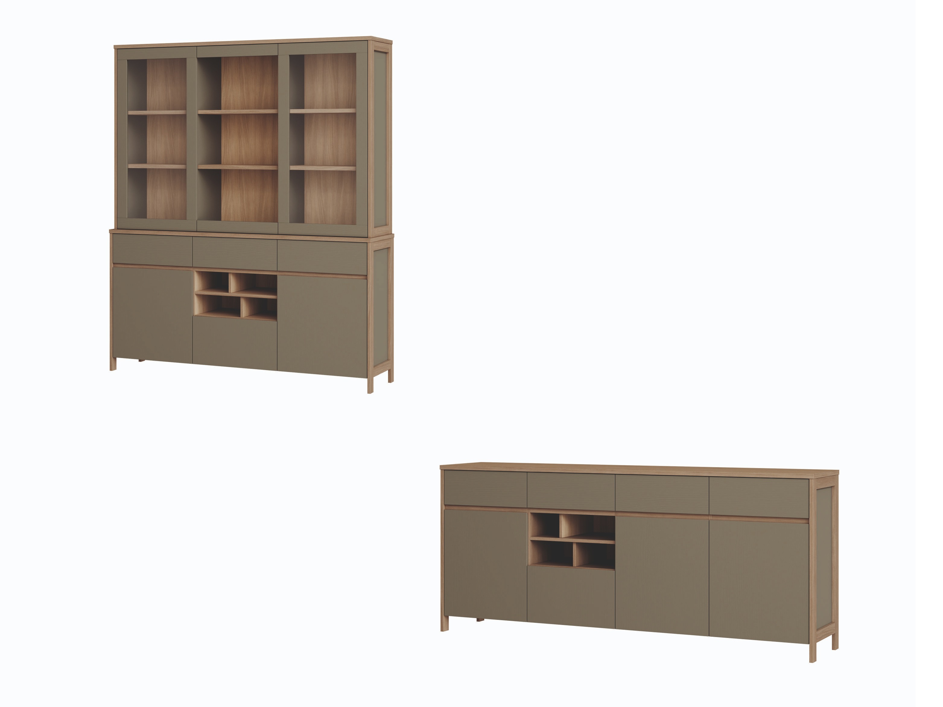 Ensemble de meubles Fermaru 114 (Vert poussiéreux + Chêne)