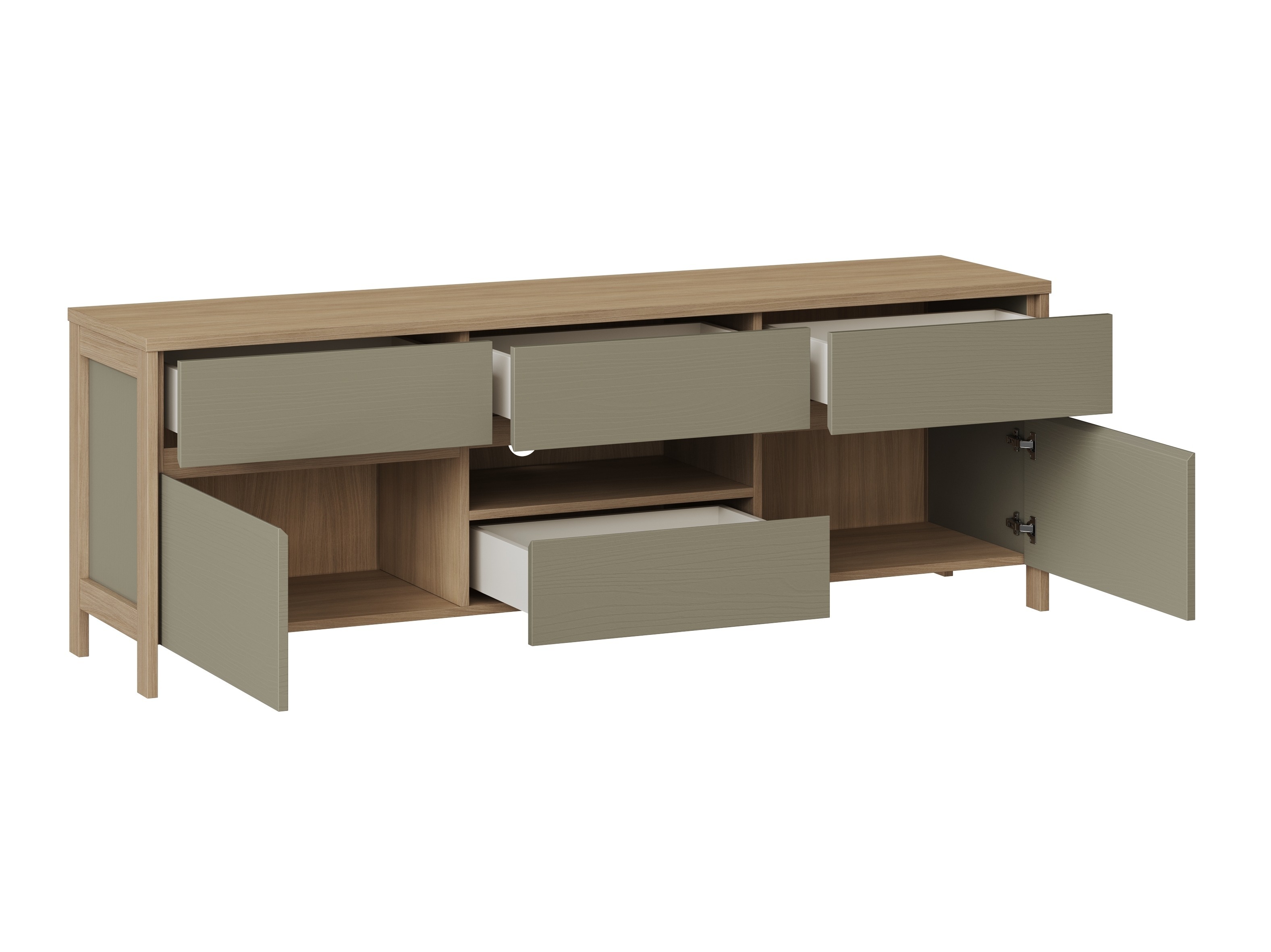 Ensemble de salon Fermaru 110 (Vert poussiéreux + Chêne)