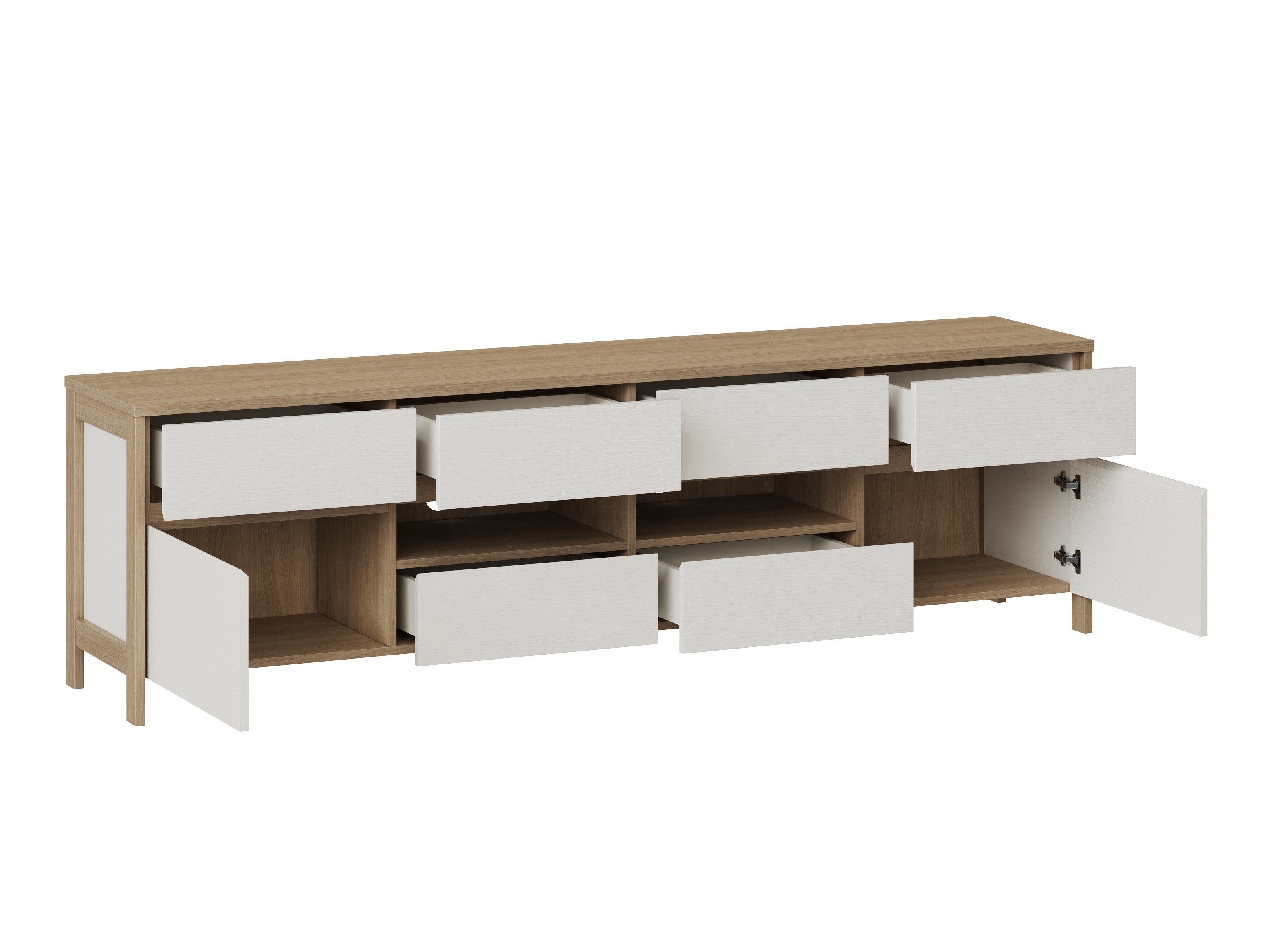 Ensemble de salon Fermaru 112 (Blanc + Chêne)