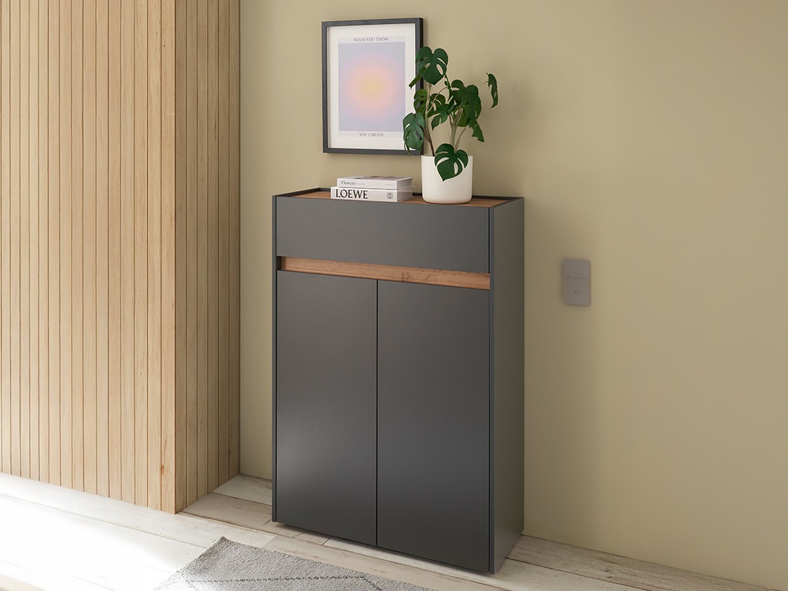 Meuble à chaussures Elbsori 173 (Anthracite + Chêne wotan)