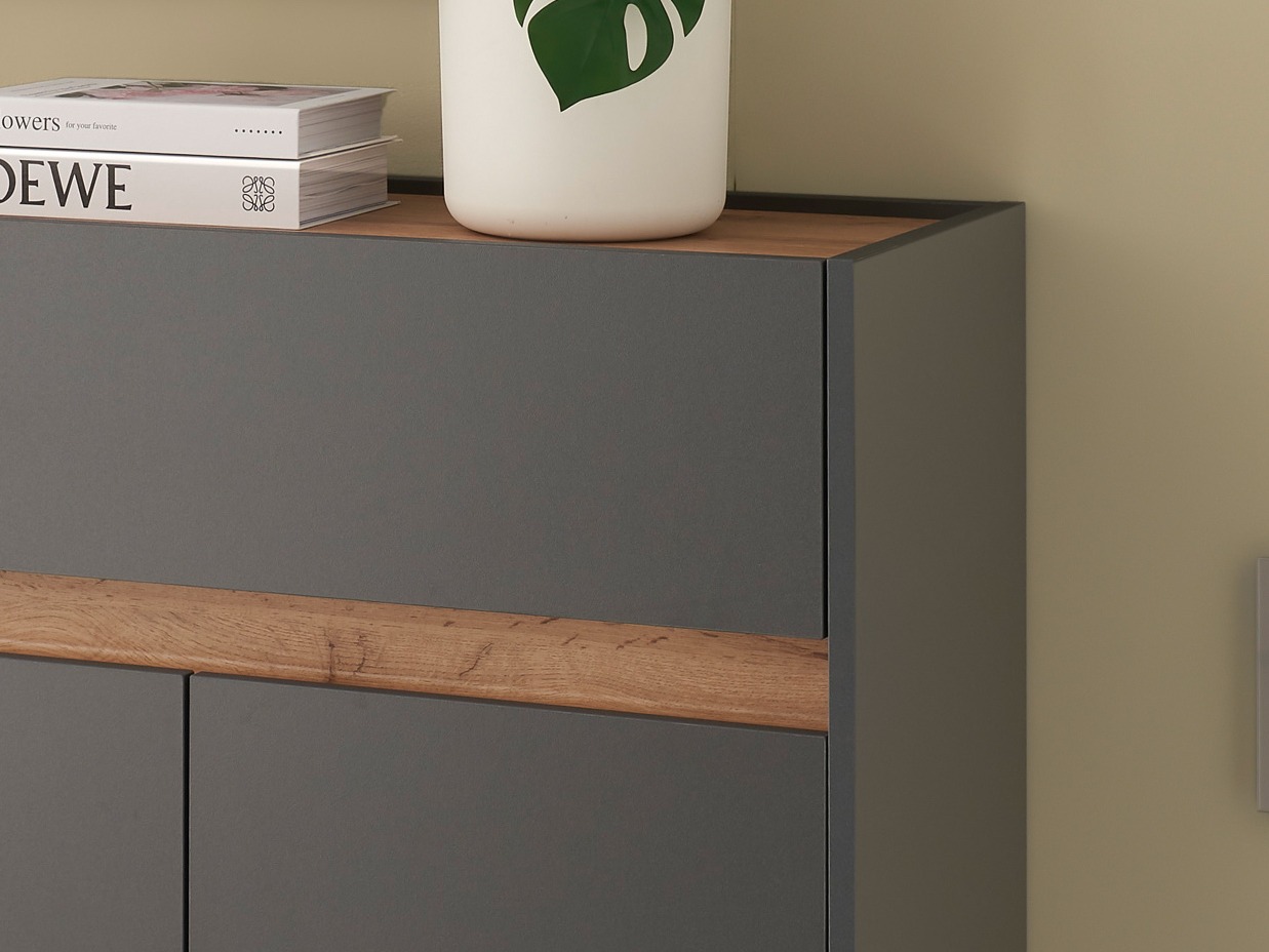 Meuble d'entrée Elbsori 175 (Anthracite + Chêne wotan)