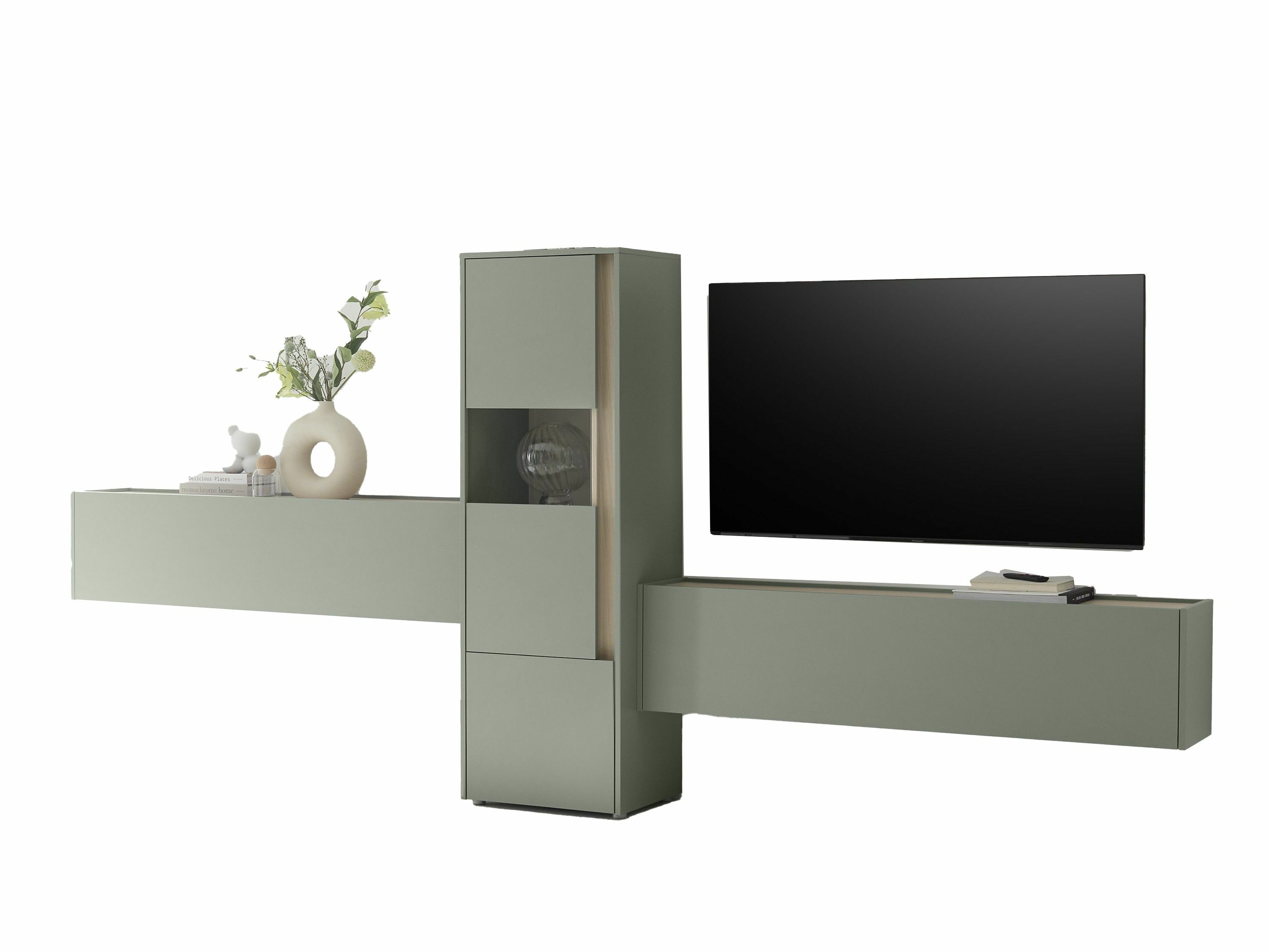 Ensemble de salon Elbsori 122 (Vert + Chêne)