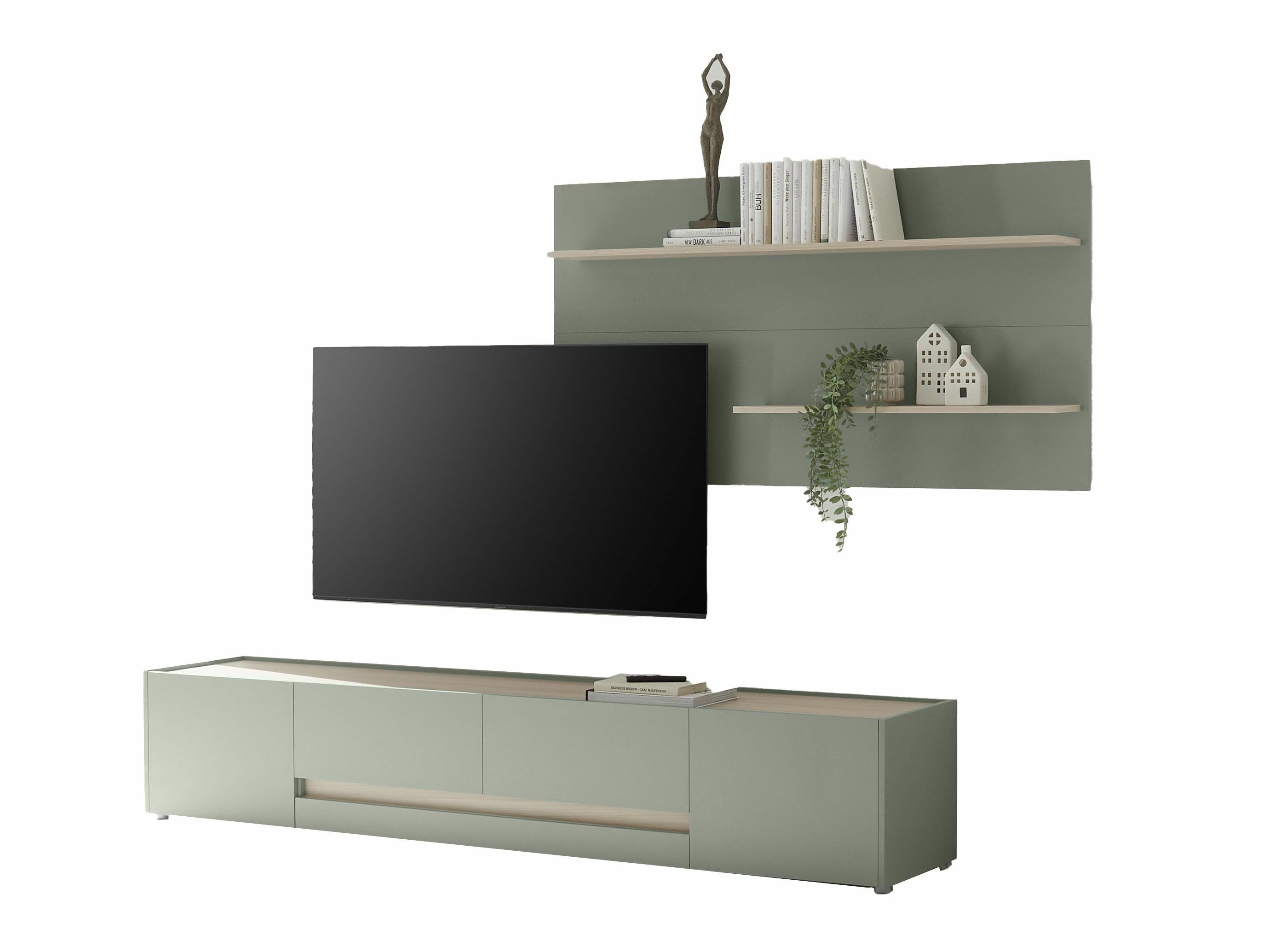 Ensemble de salon Elbsori 124 (Vert + Chêne)