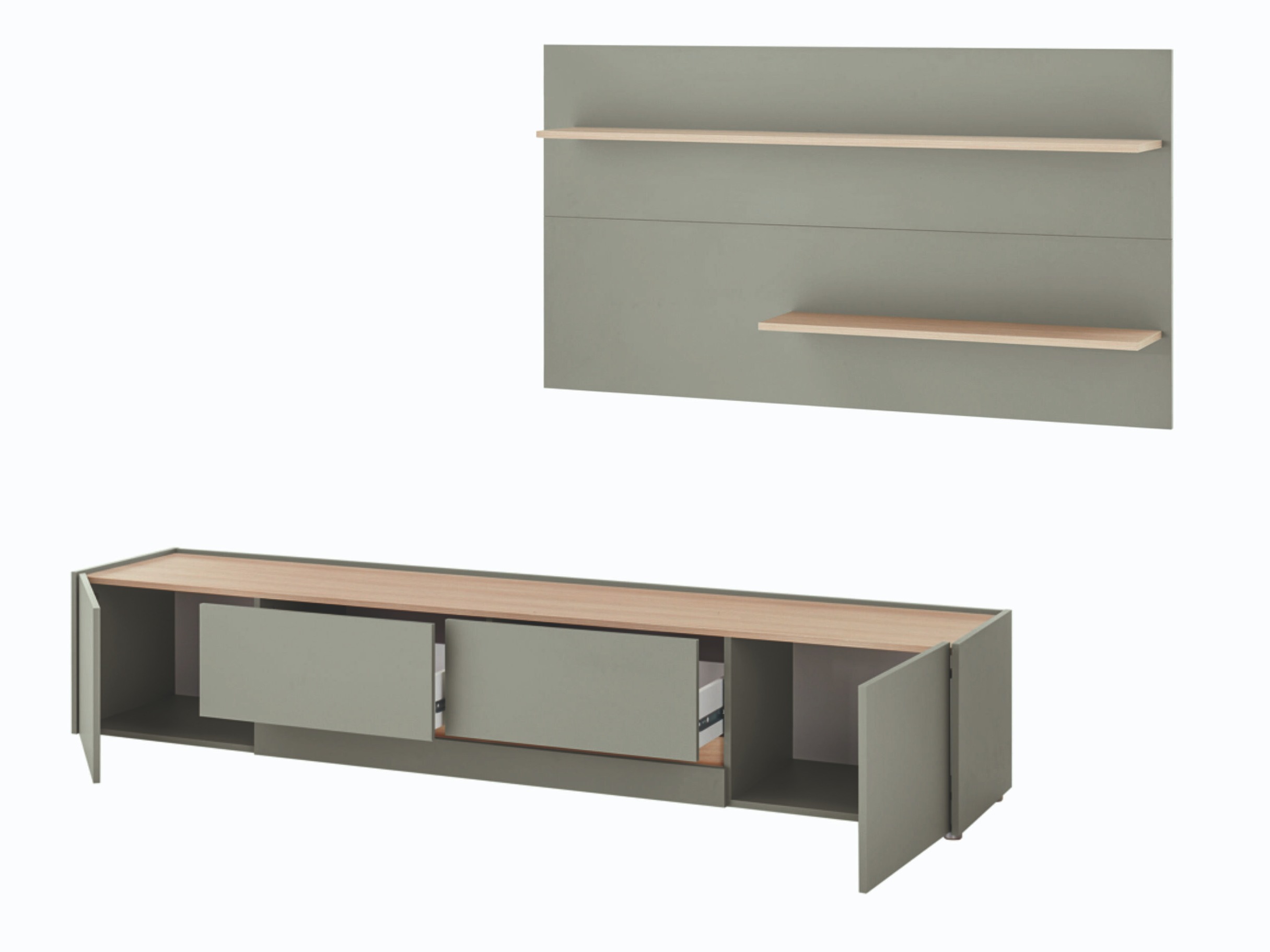 Ensemble de salon Elbsori 124 (Vert + Chêne)