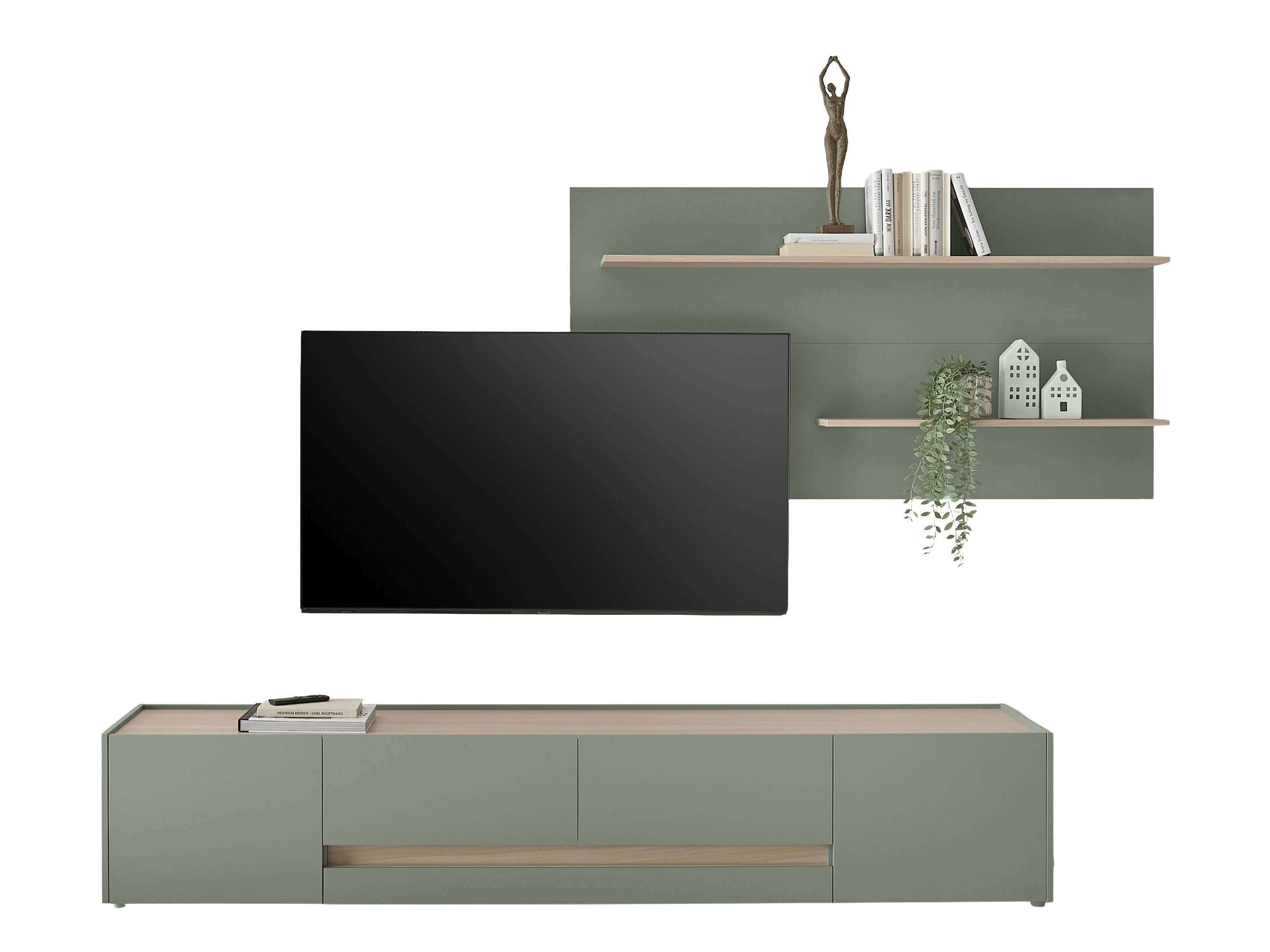 Ensemble de salon Elbsori 124 (Vert + Chêne)