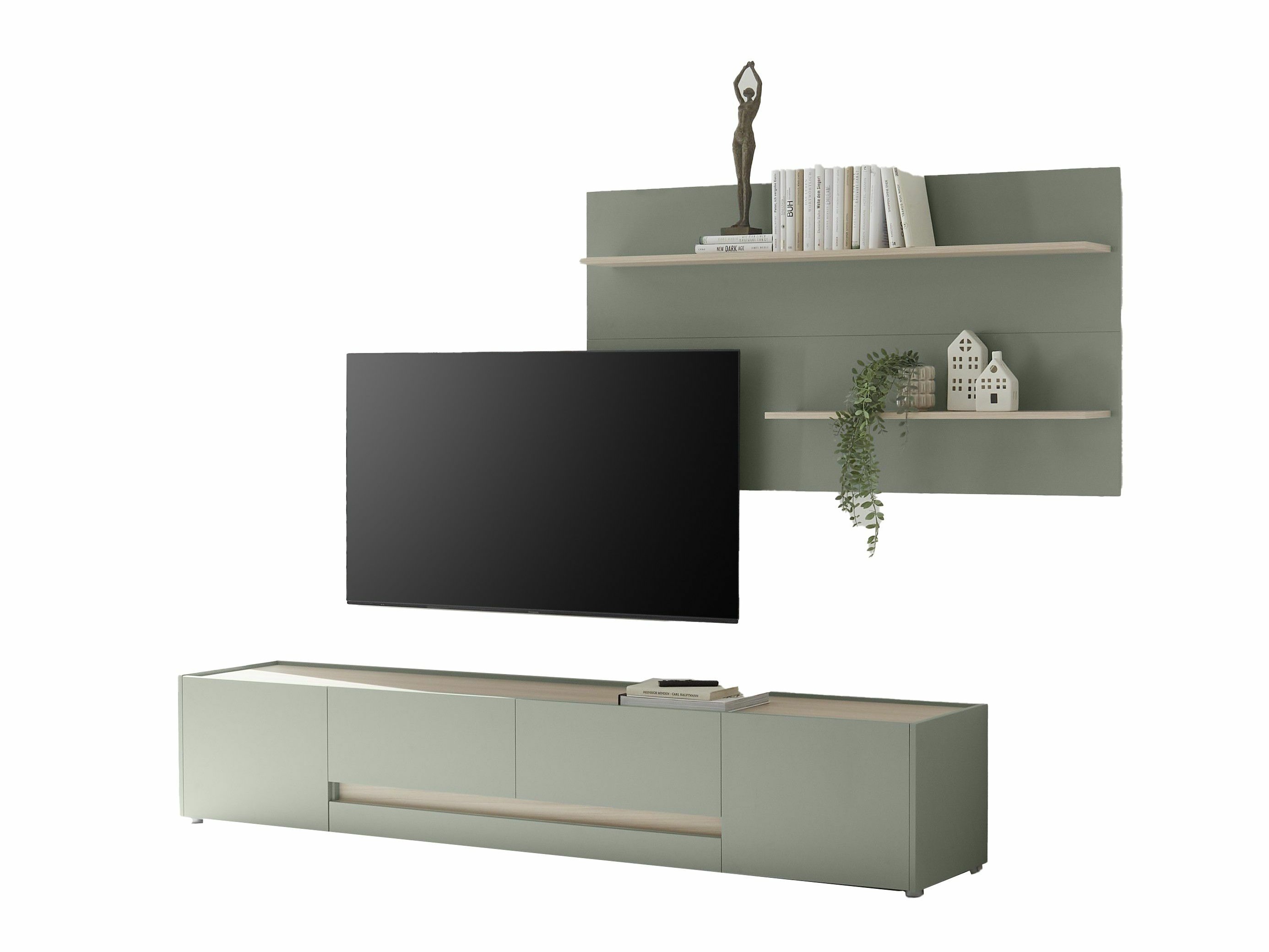 Ensemble de salon Elbsori 124 (Vert + Chêne)