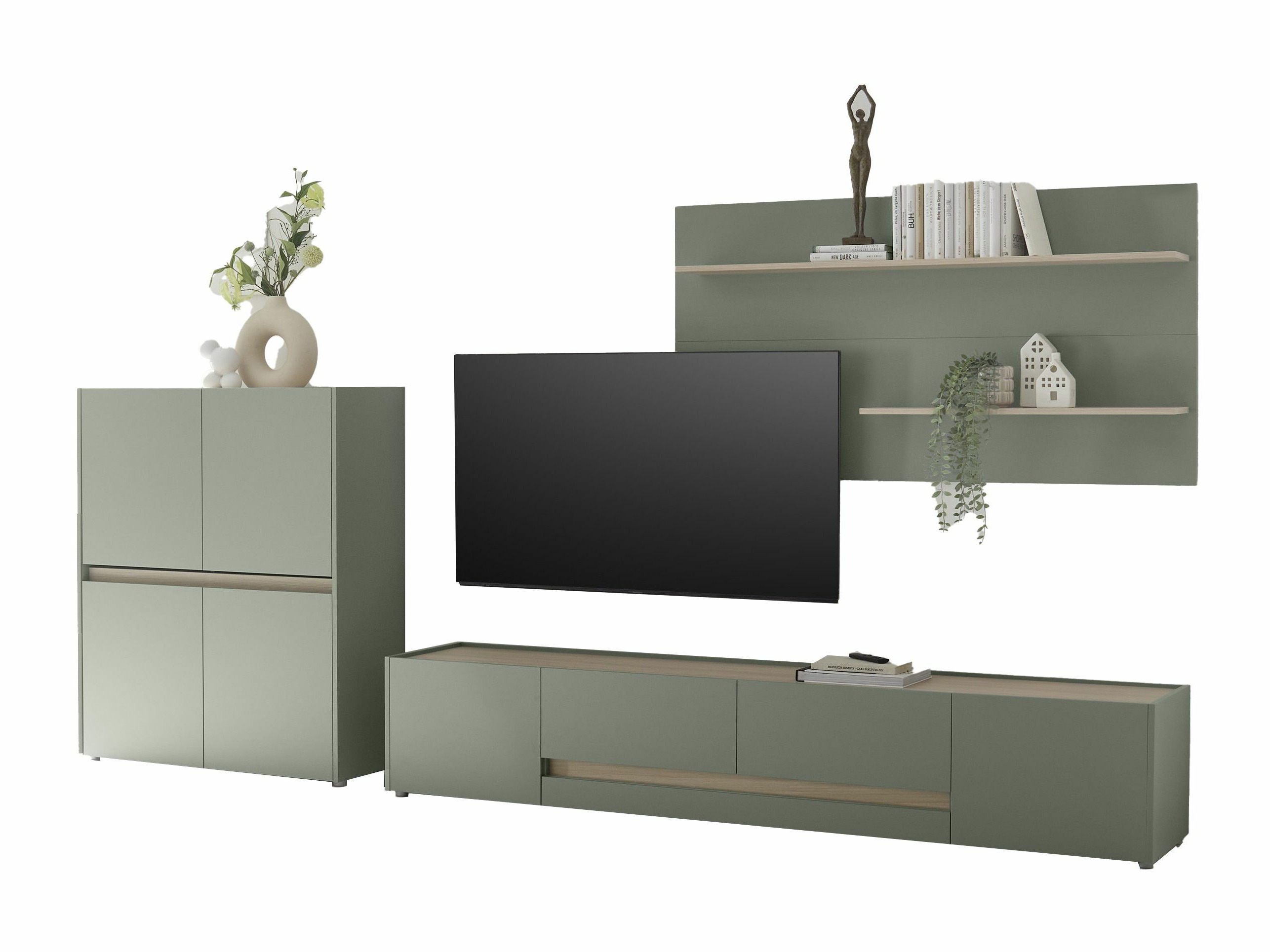 Ensemble de salon Elbsori 127 (Vert + Chêne)
