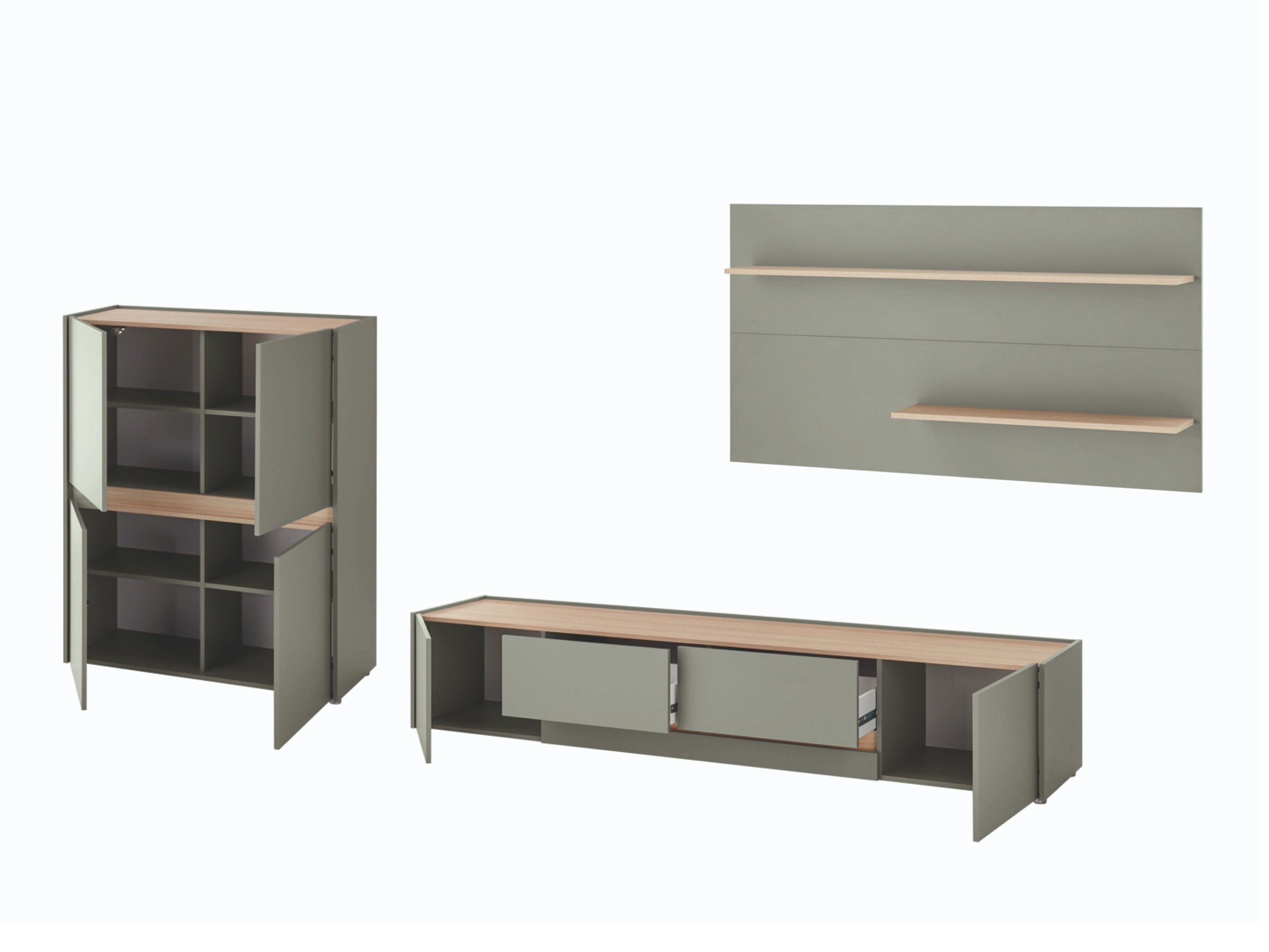 Ensemble de salon Elbsori 127 (Vert + Chêne)