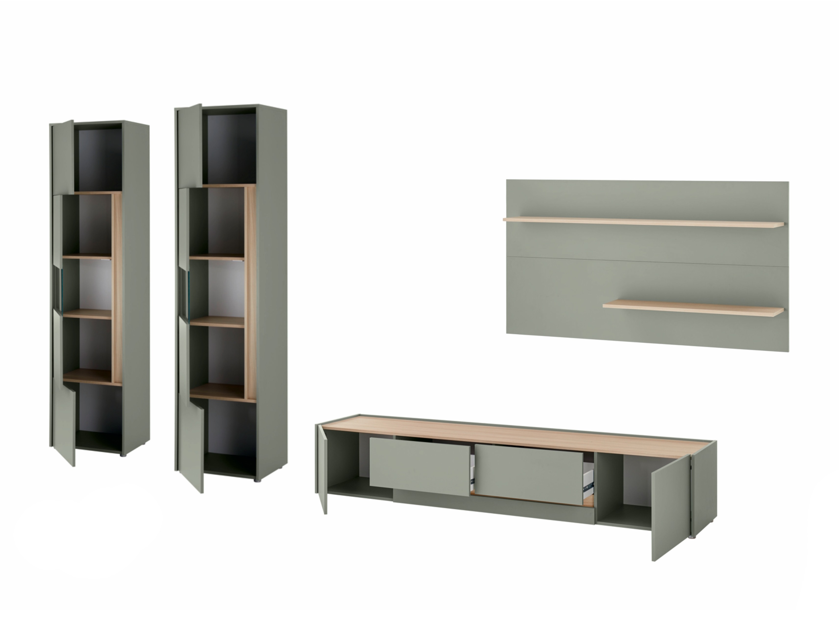 Ensemble de salon Elbsori 132 (Vert + Chêne)