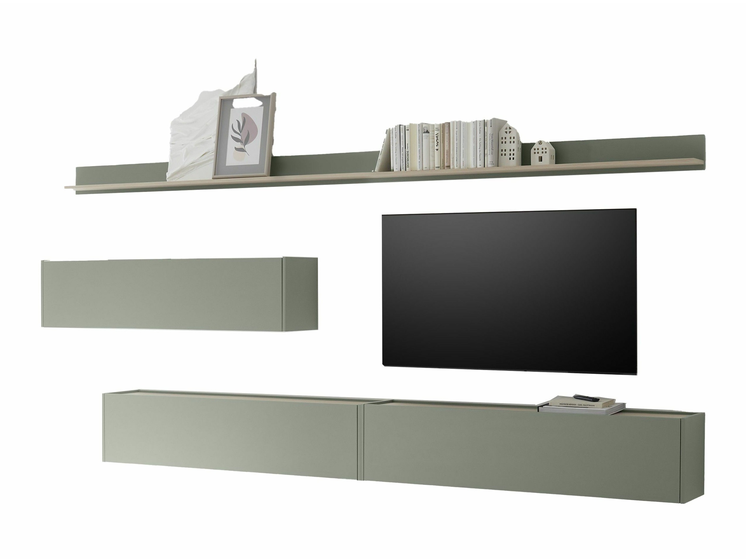 Ensemble de salon Elbsori 142 (Vert + Chêne)