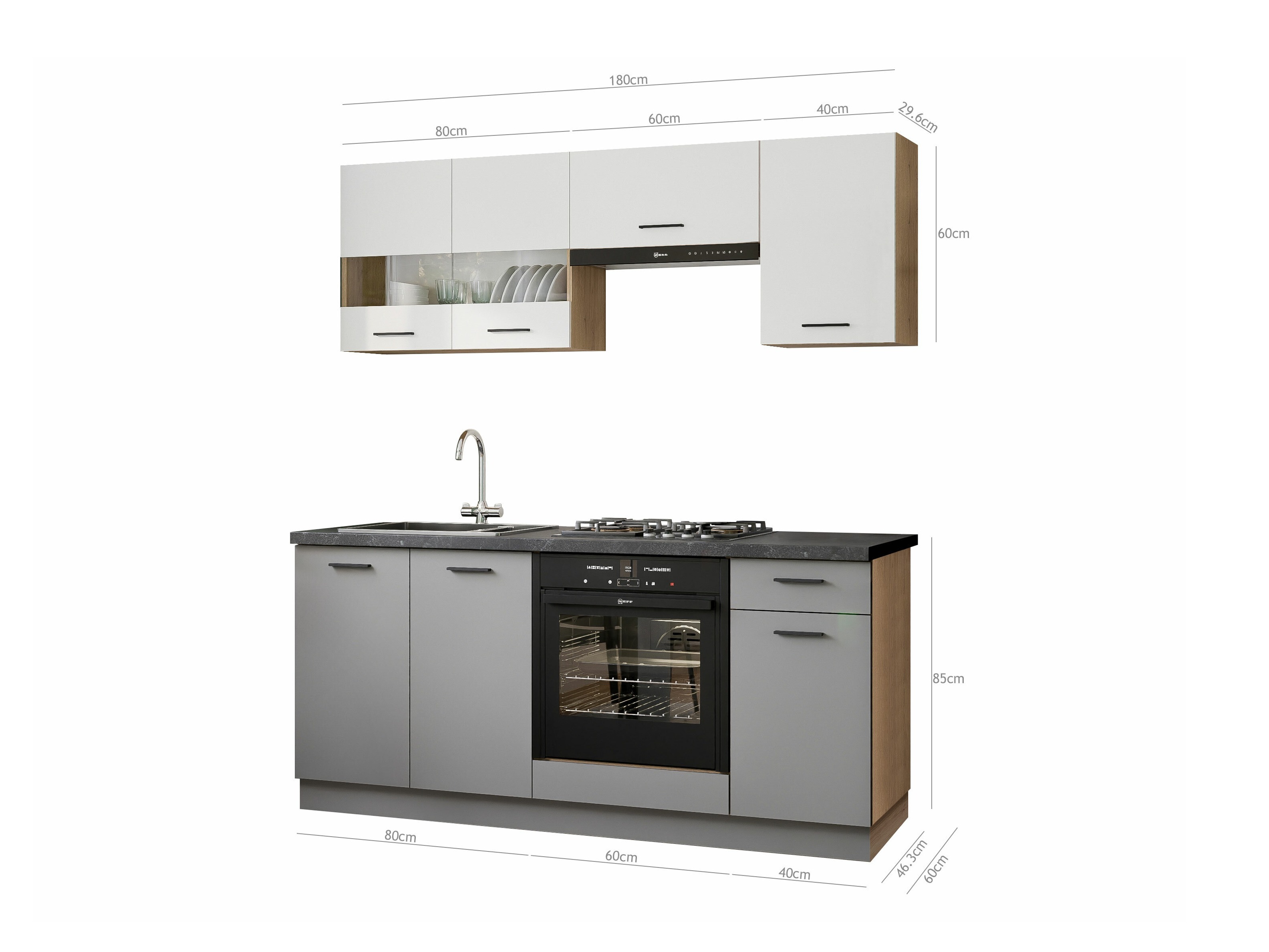 Cuisine complète modulaire Ati White Grey 117