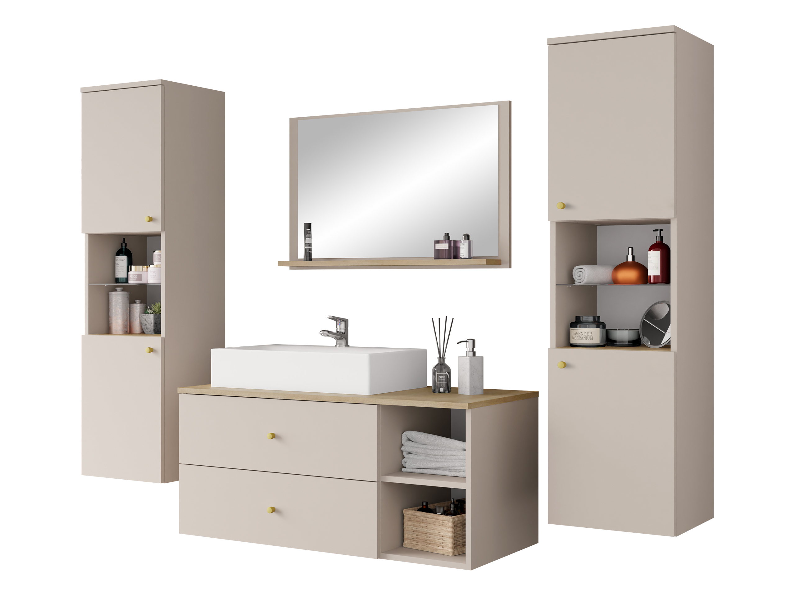 Ensemble de salle de bain Ophruvi 102 (Brun clair)