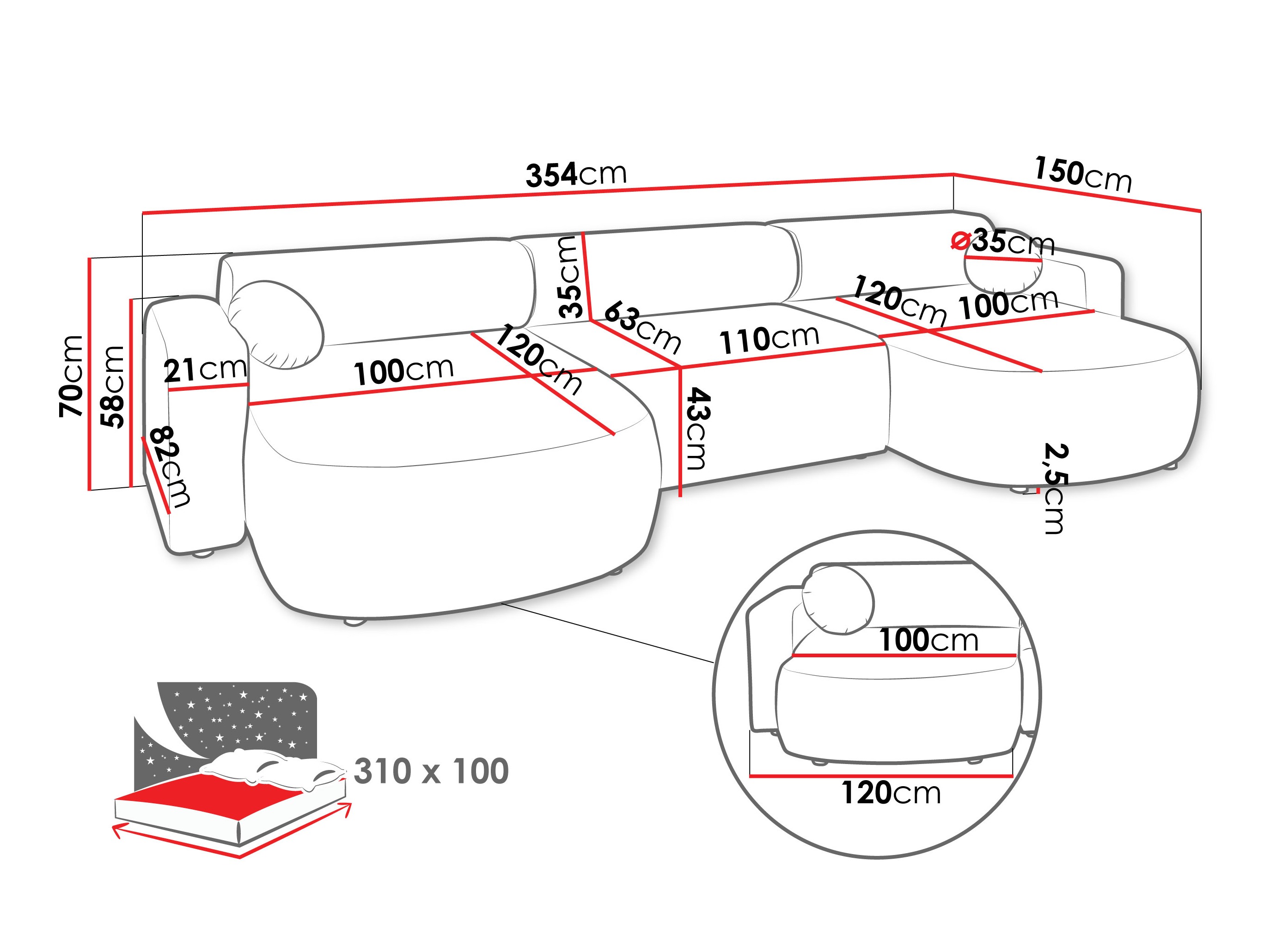 Canapé d'angle Comfivo Pullus I (Velo 623)