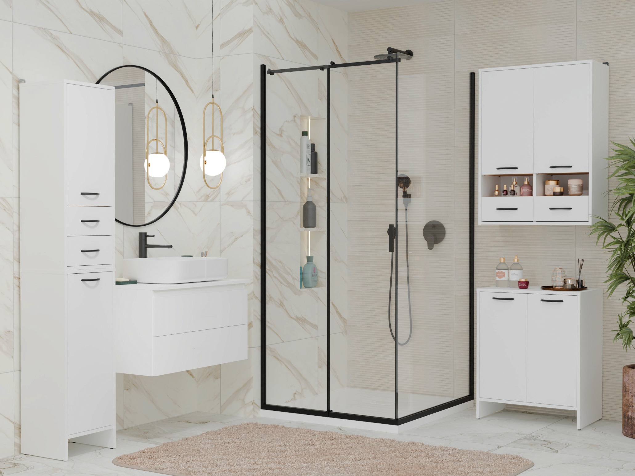 Armoire de salle de bain murale Servou 115 (Blanc)