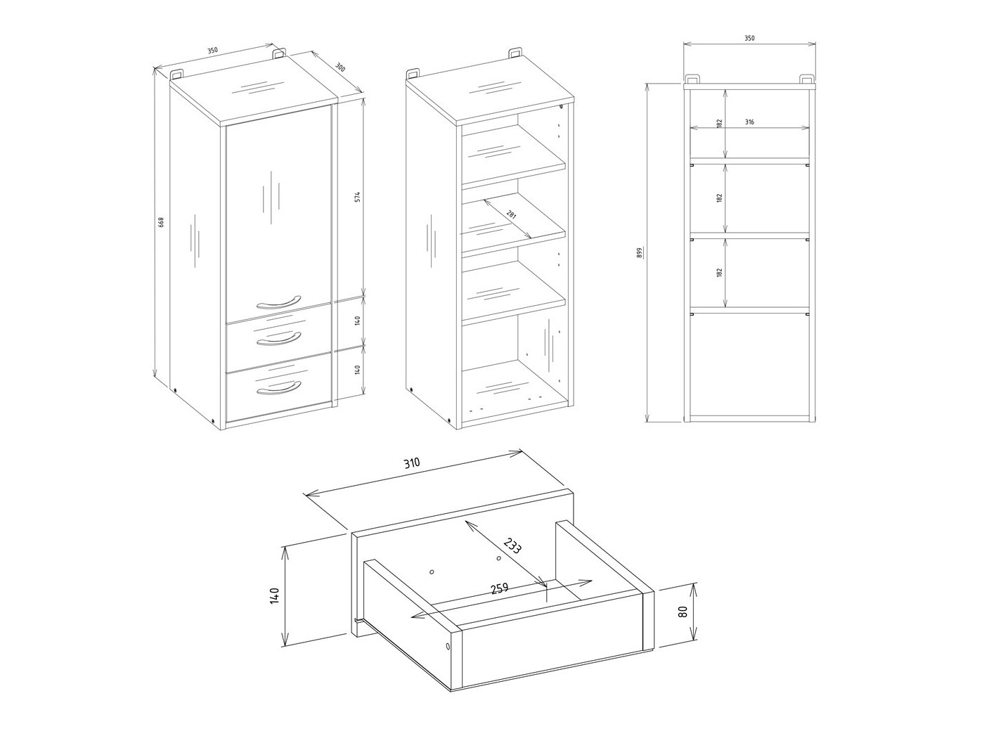 Armoire de salle de bain murale Servou 115 (Blanc)