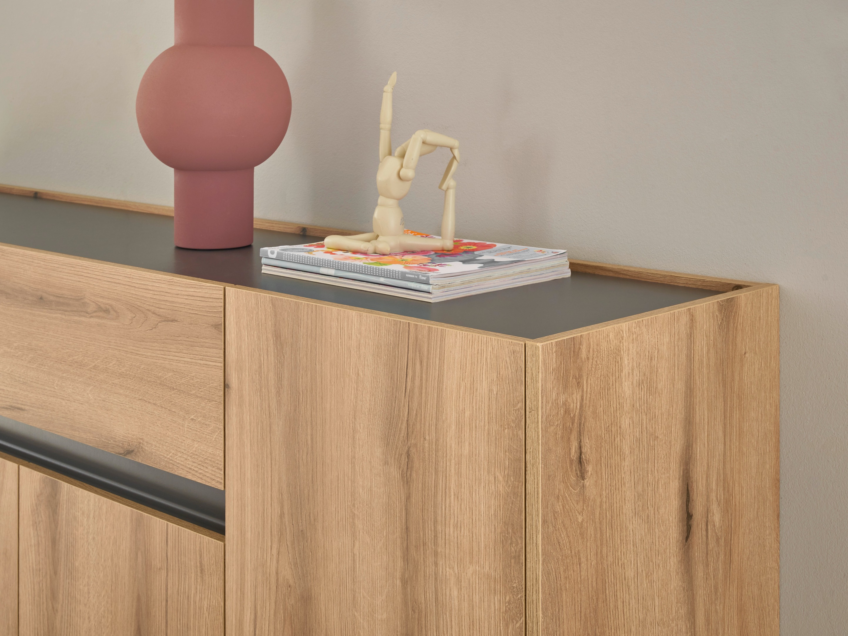 Commode Elbsori 117 (Chêne + Anthracite)