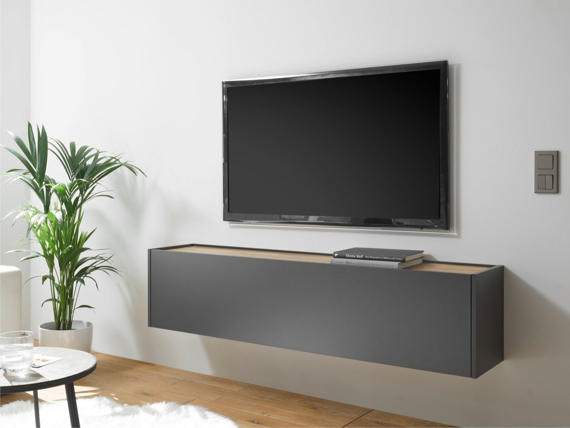 Meuble TV Elbsori 108 (Anthracite + Chêne wotan)