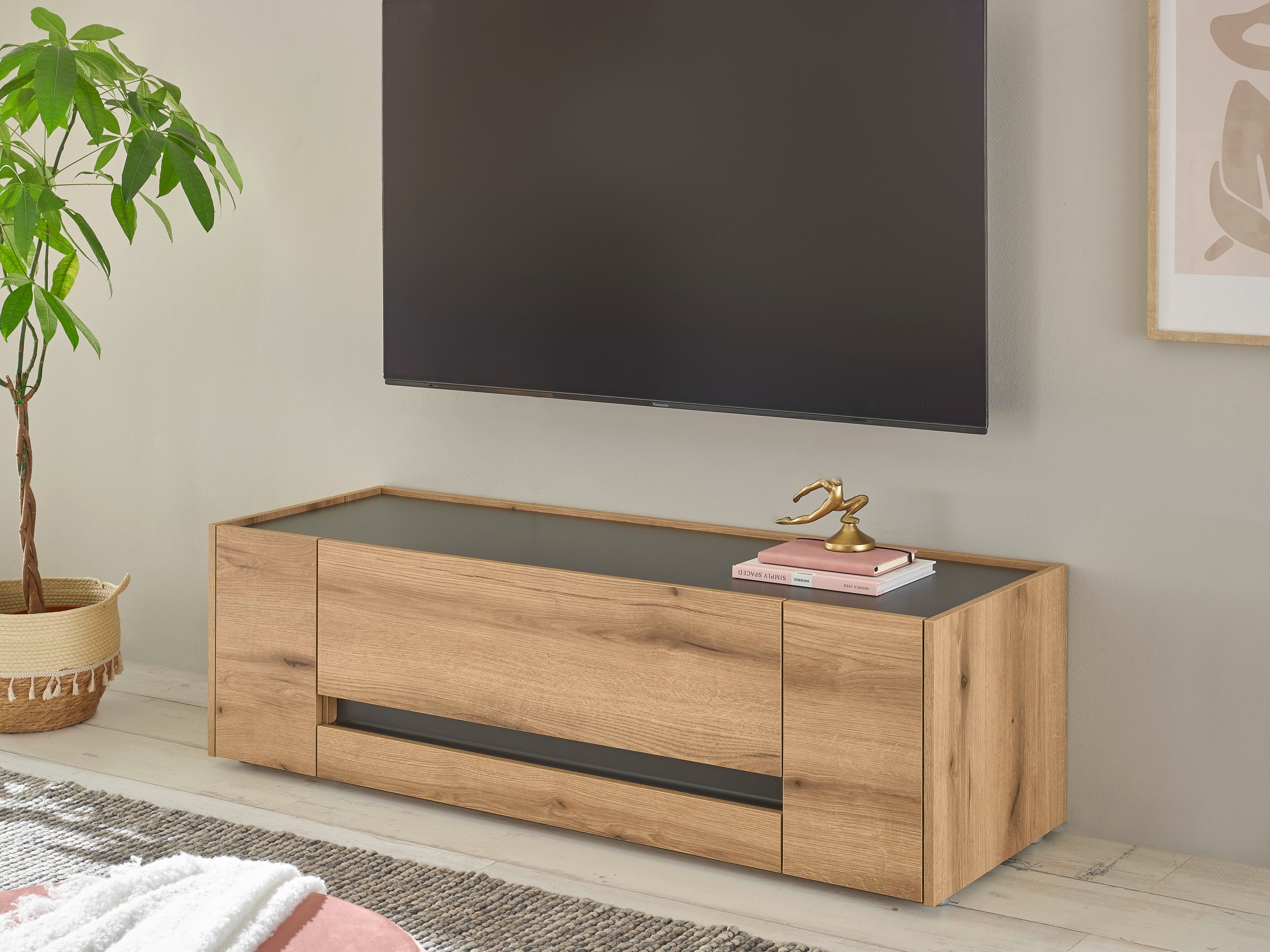Meuble TV Elbsori 114 (Chêne + Anthracite)