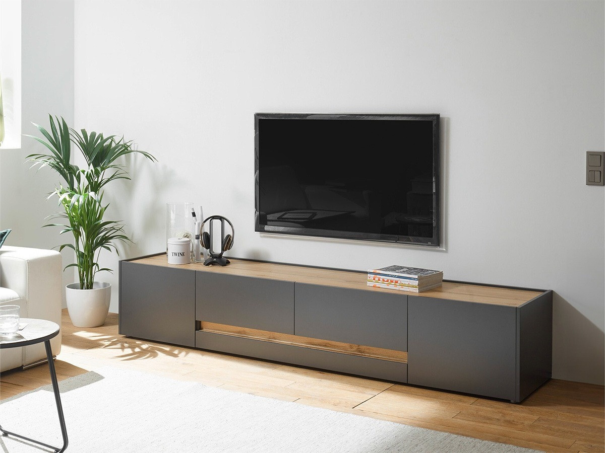 Meuble TV Elbsori 116 (Anthracite + Chêne wotan)