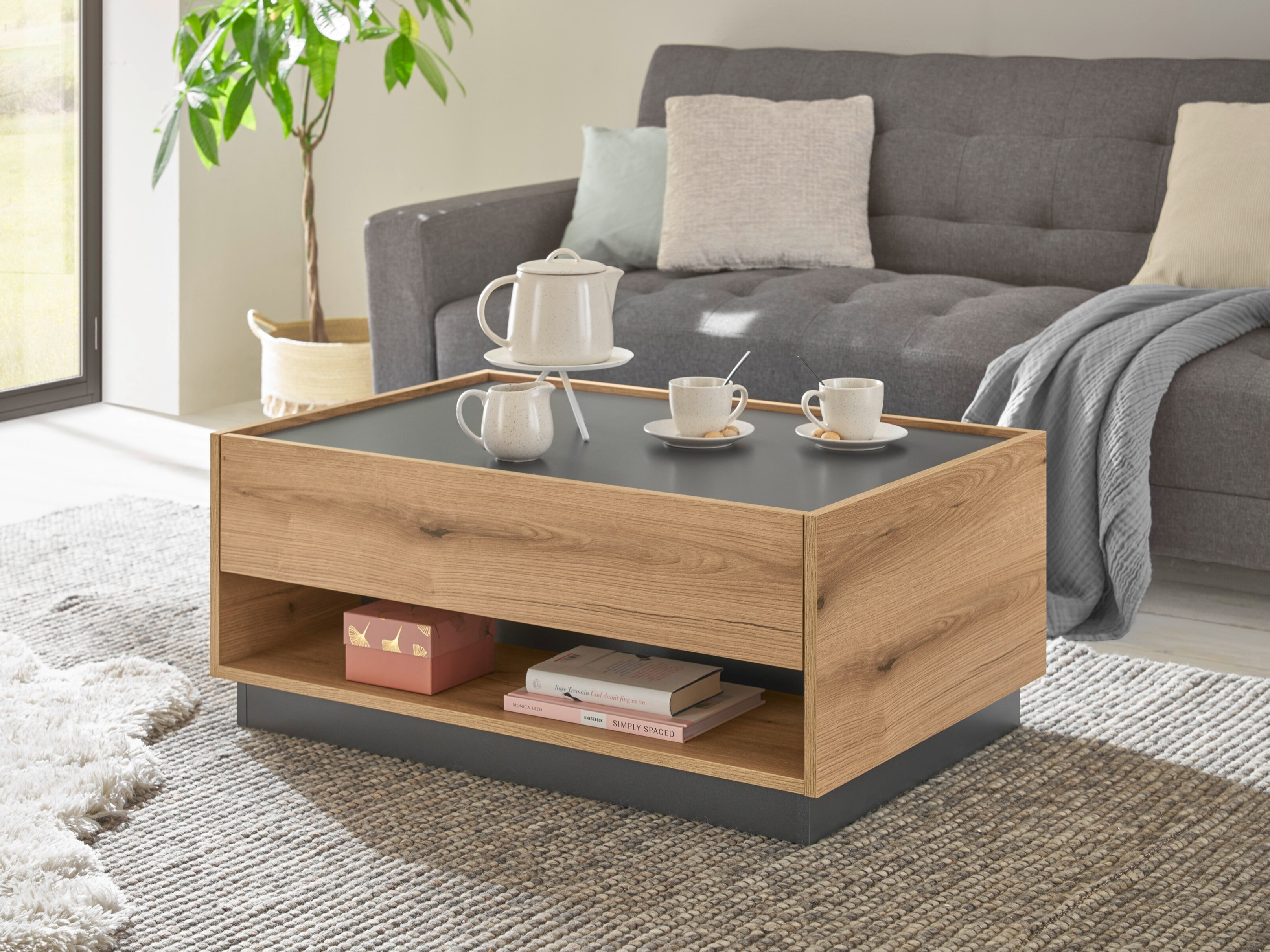 Table basse Elbsori 123 (Chêne + Anthracite)