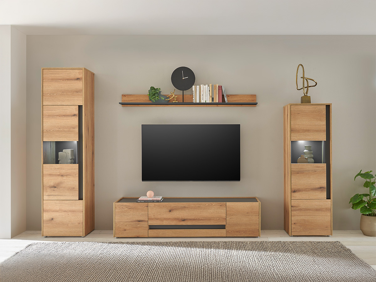 Ensemble de salon Elbsori 130 (Chêne + Anthracite)