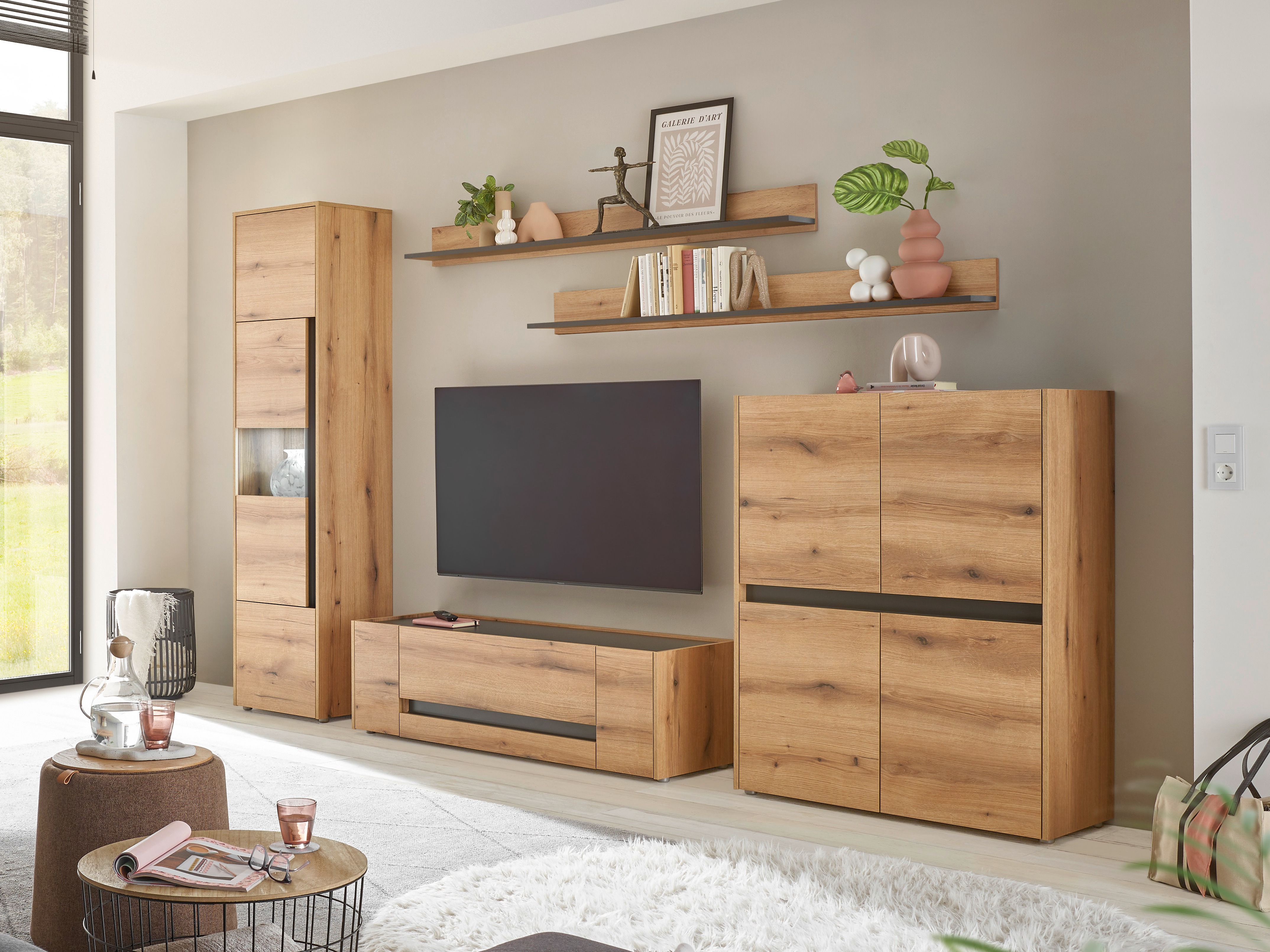 Ensemble de salon Elbsori 131 (Chêne + Anthracite)
