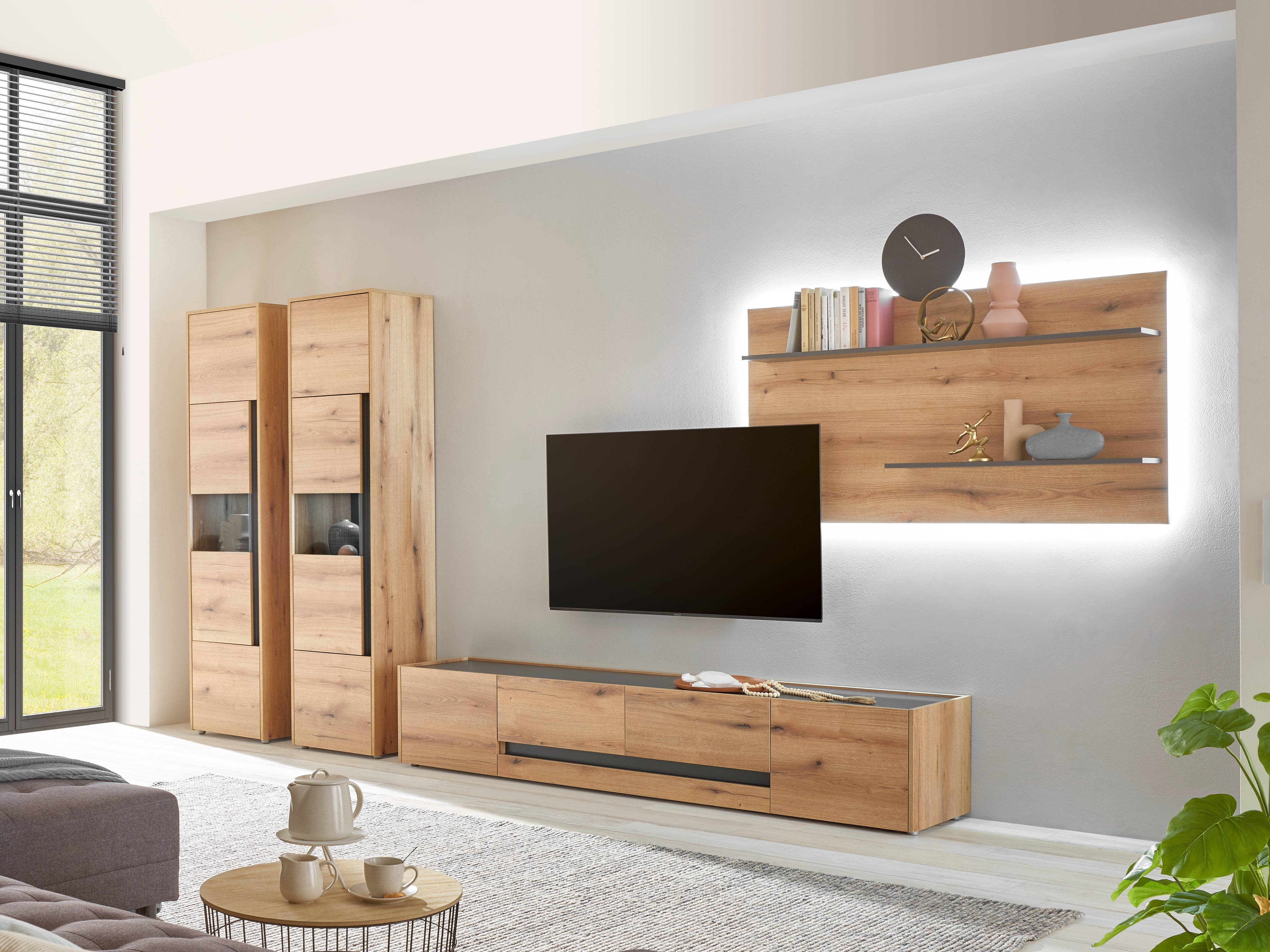 Ensemble de salon Elbsori 132 (Chêne + Anthracite)