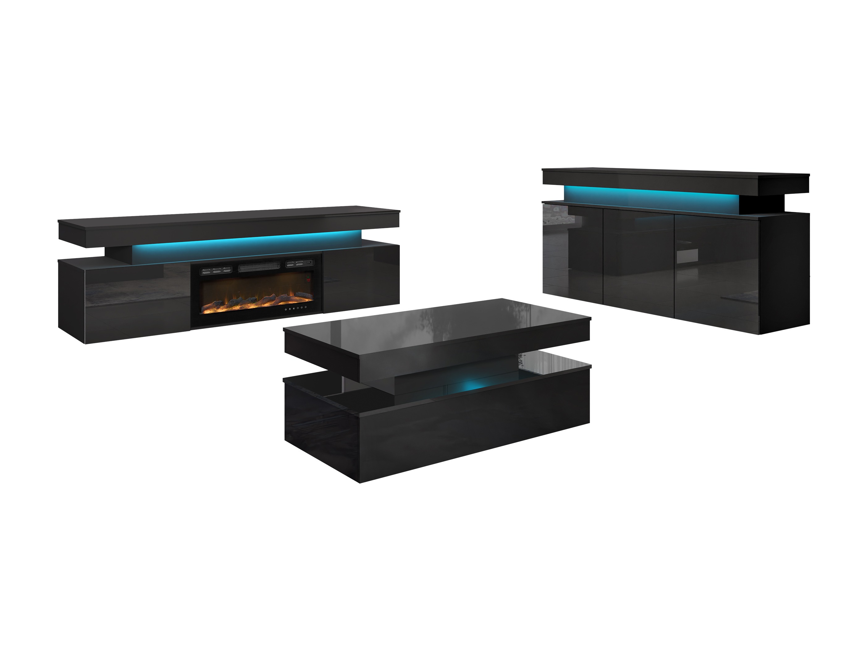 Ensemble de salon Monfero I (Noir + Noir brillant)