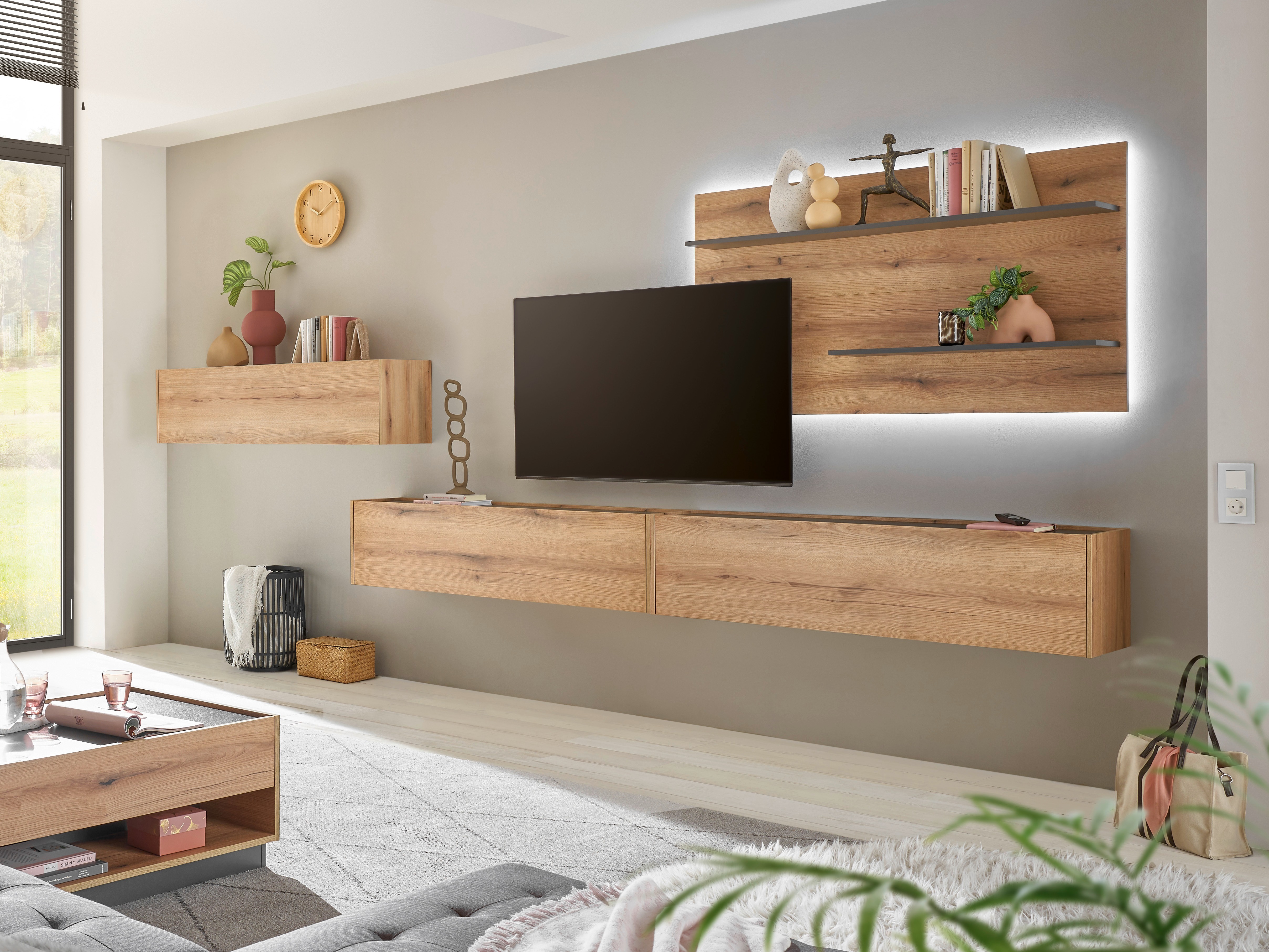 Ensemble de salon Elbsori 121 (Chêne + Anthracite)