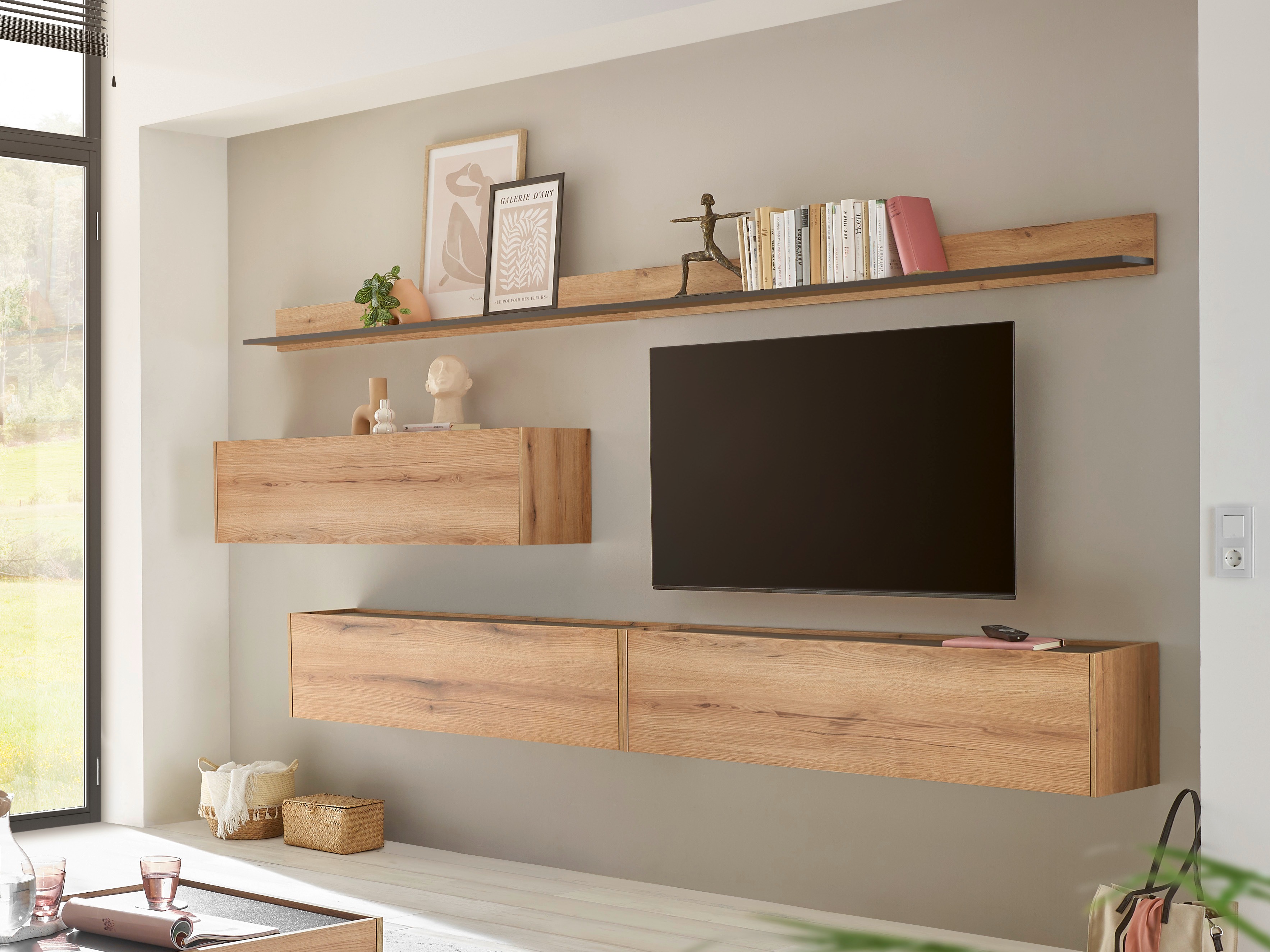 Ensemble de salon Elbsori 142 (Chêne + Anthracite)