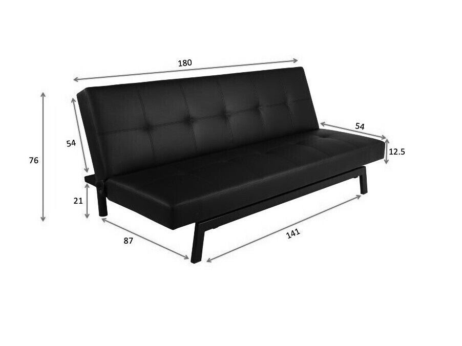 Canapé convertible Dallas 1710 (Gris foncé + Noir)