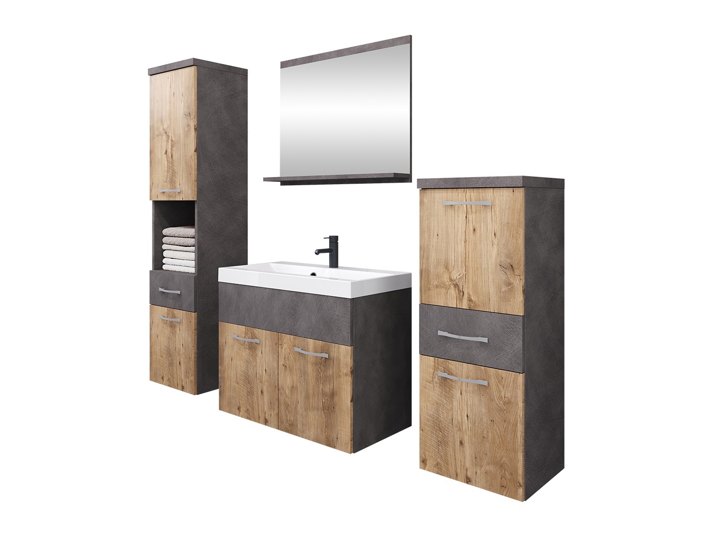 Ensemble de salle de bain Sarasota 109 (Matera gris + Châtaigne)